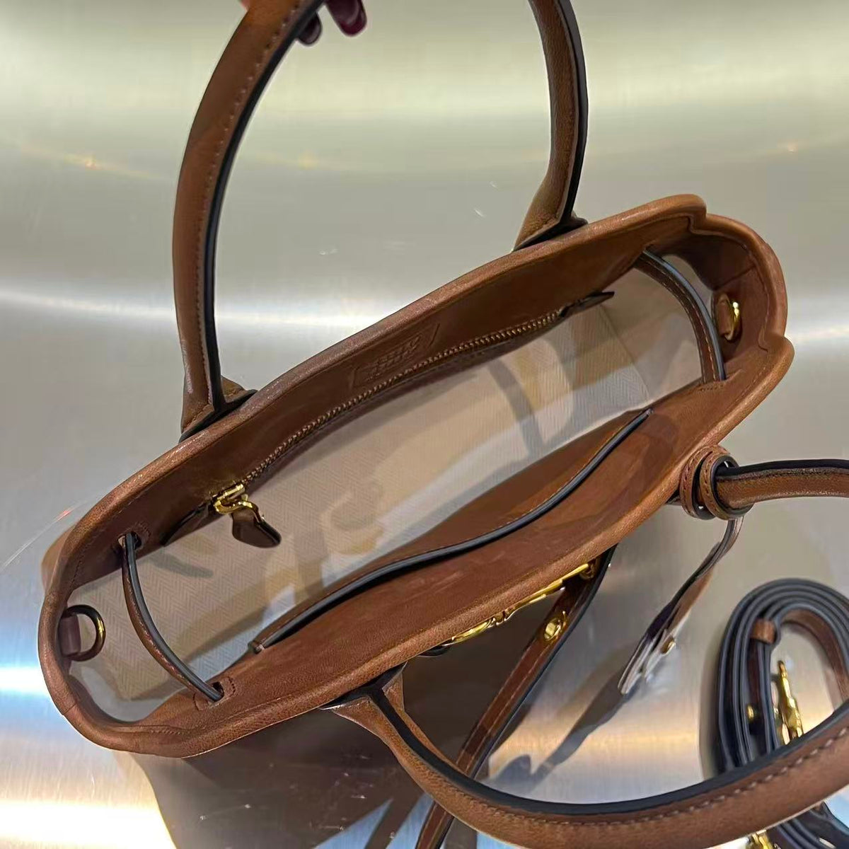 MiuMiu 2026 Aventure Tote Bag 30cm Canvas Leather