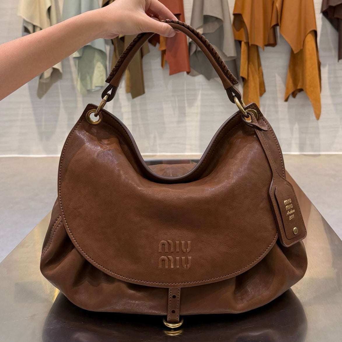 MiuMiu 2026 Rendez-vous Bag 40cm Brown Leather