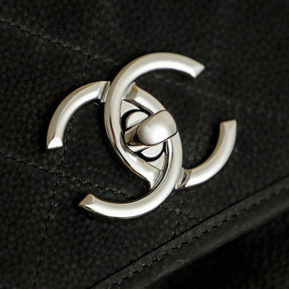 Chanel 25 Classic Single Flap Bag 35cm Black Leather 323477