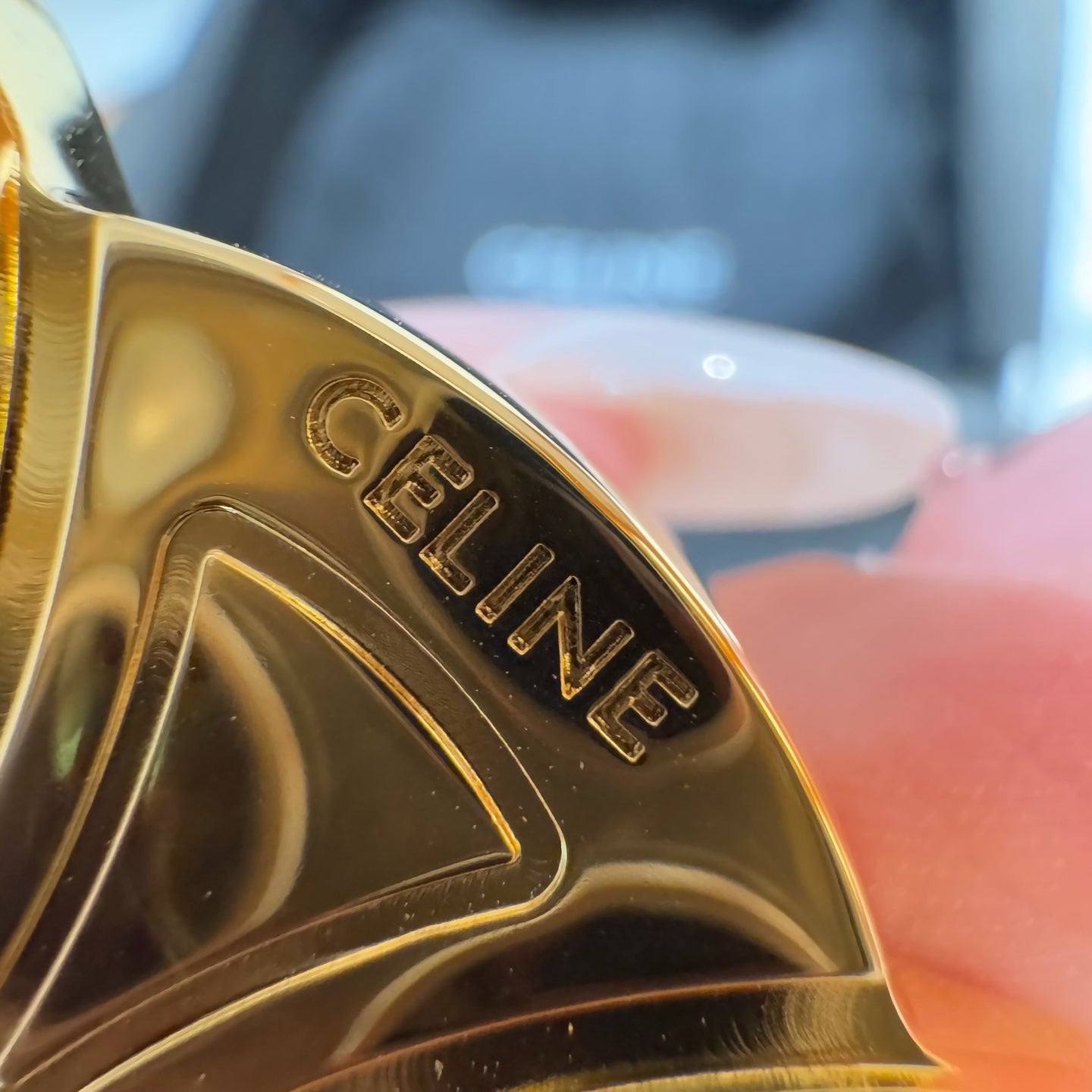 CEL Triomphe Belt 25mm Etoupe Gold Calfskin 187493