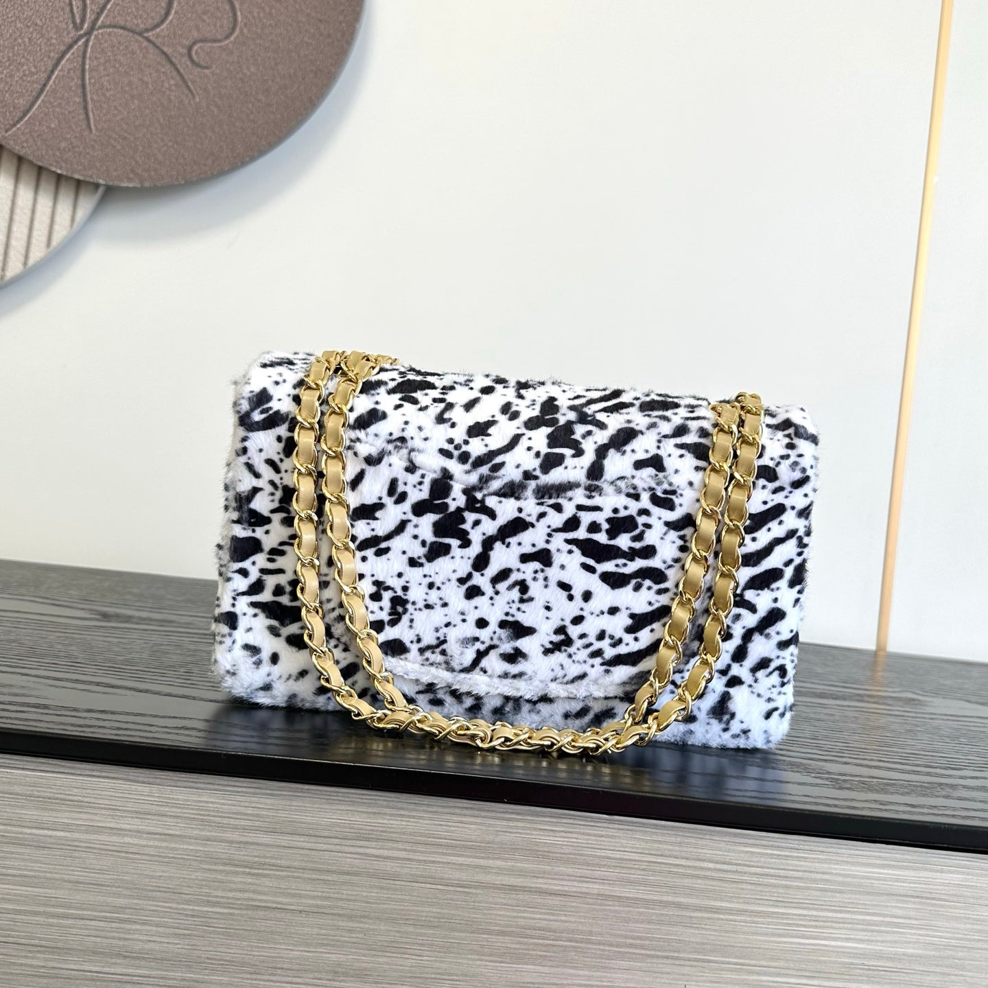 Chanel 2026 Leopard Print Flap Bag White Black Ponyhair Leather