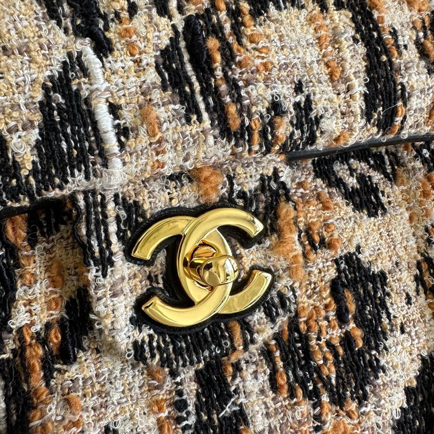 Chanel 2026 Leopard Print CF Maxi Flap Bag Tweed Leather