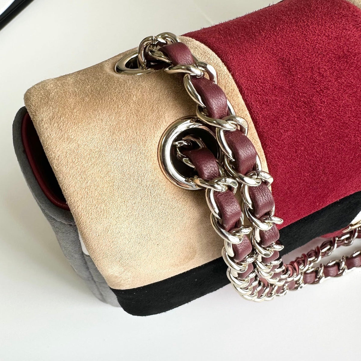 Chanel 2026 Flap Patchwork Bag 24.5cm Multicolors Suede Leather