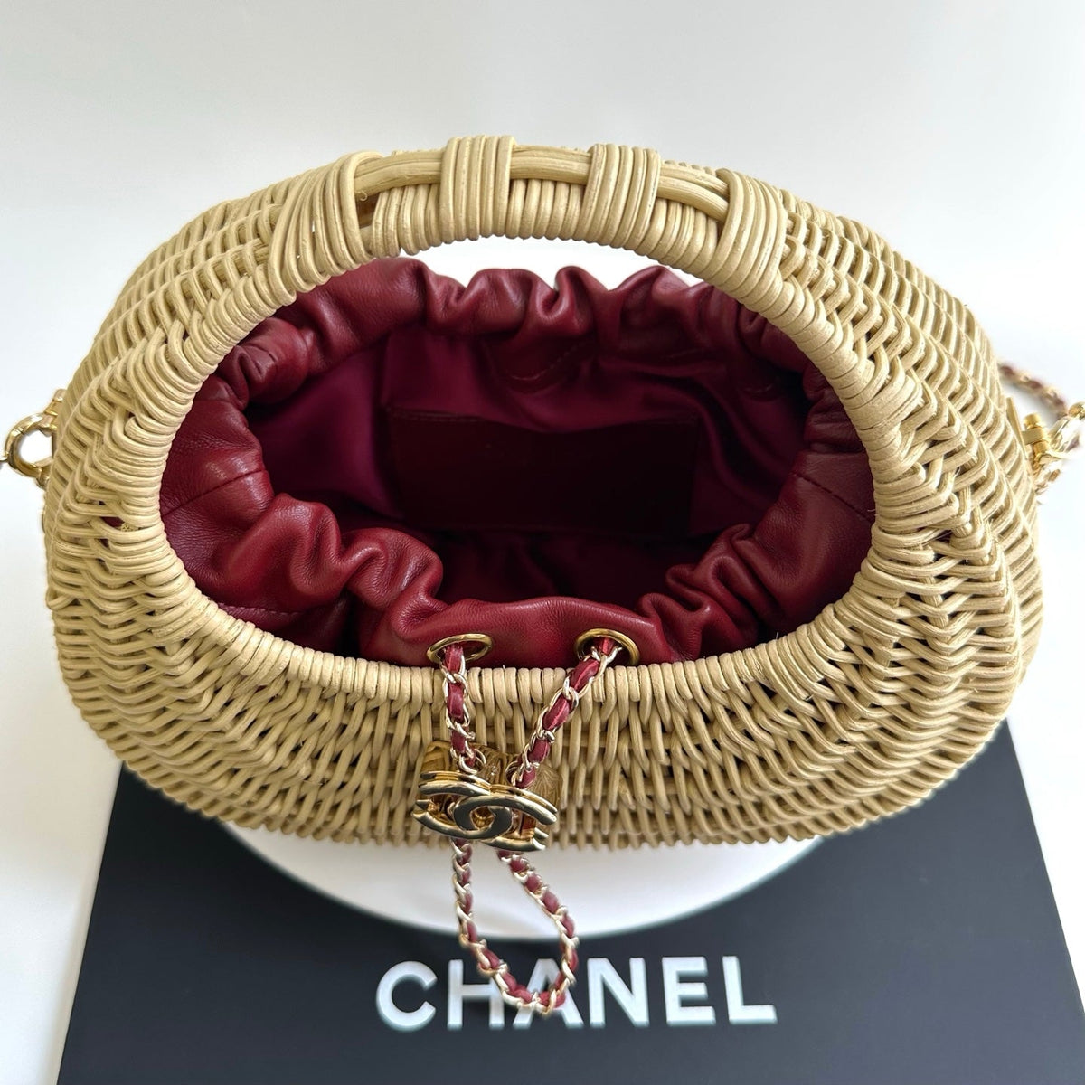 Chanel 2026 Structured Basket Bag Beige Wicker Leather