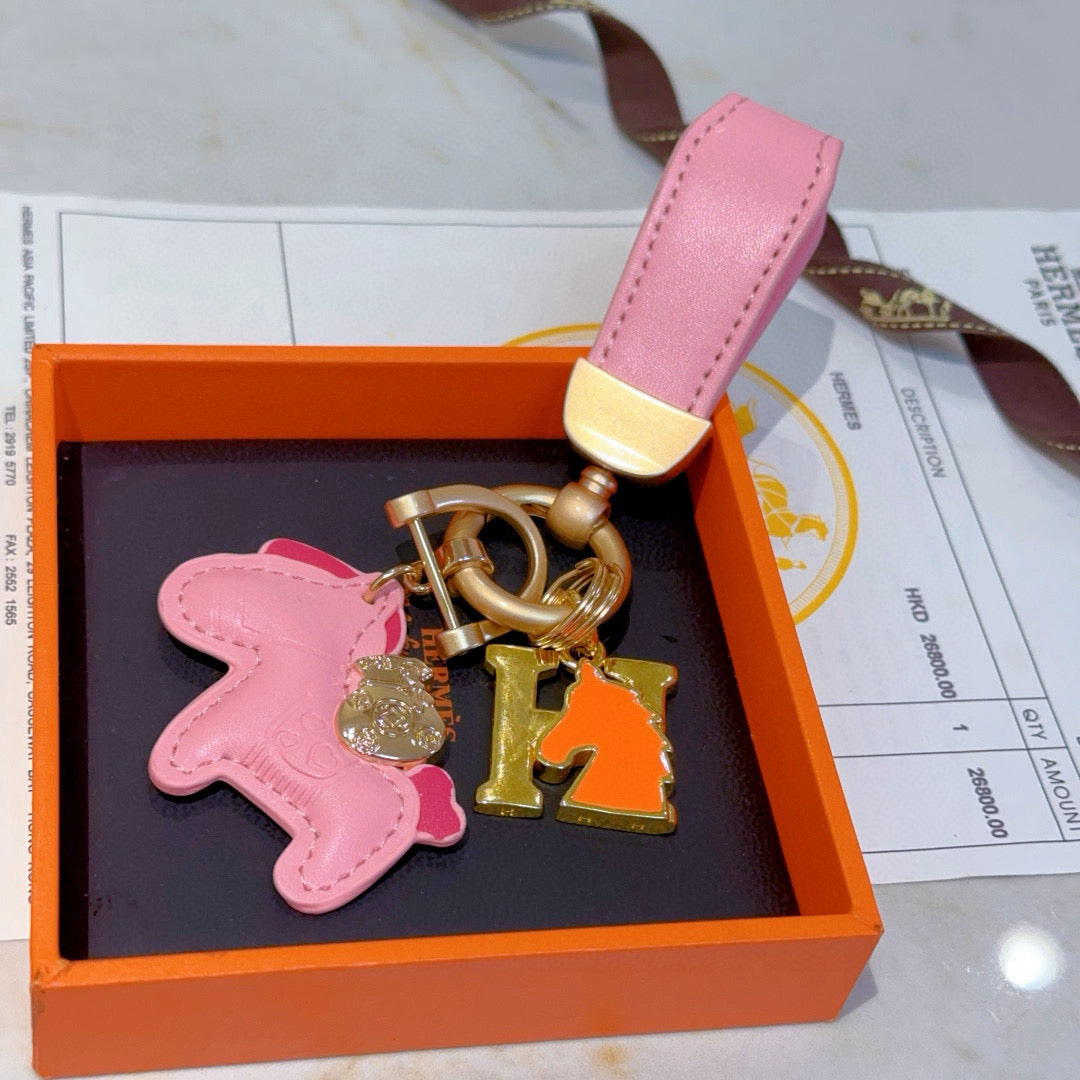 HM Rodeo Pegase Bag Charm Pink Lambskin