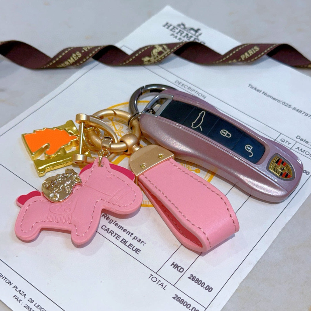 HM Rodeo Pegase Bag Charm Pink Lambskin