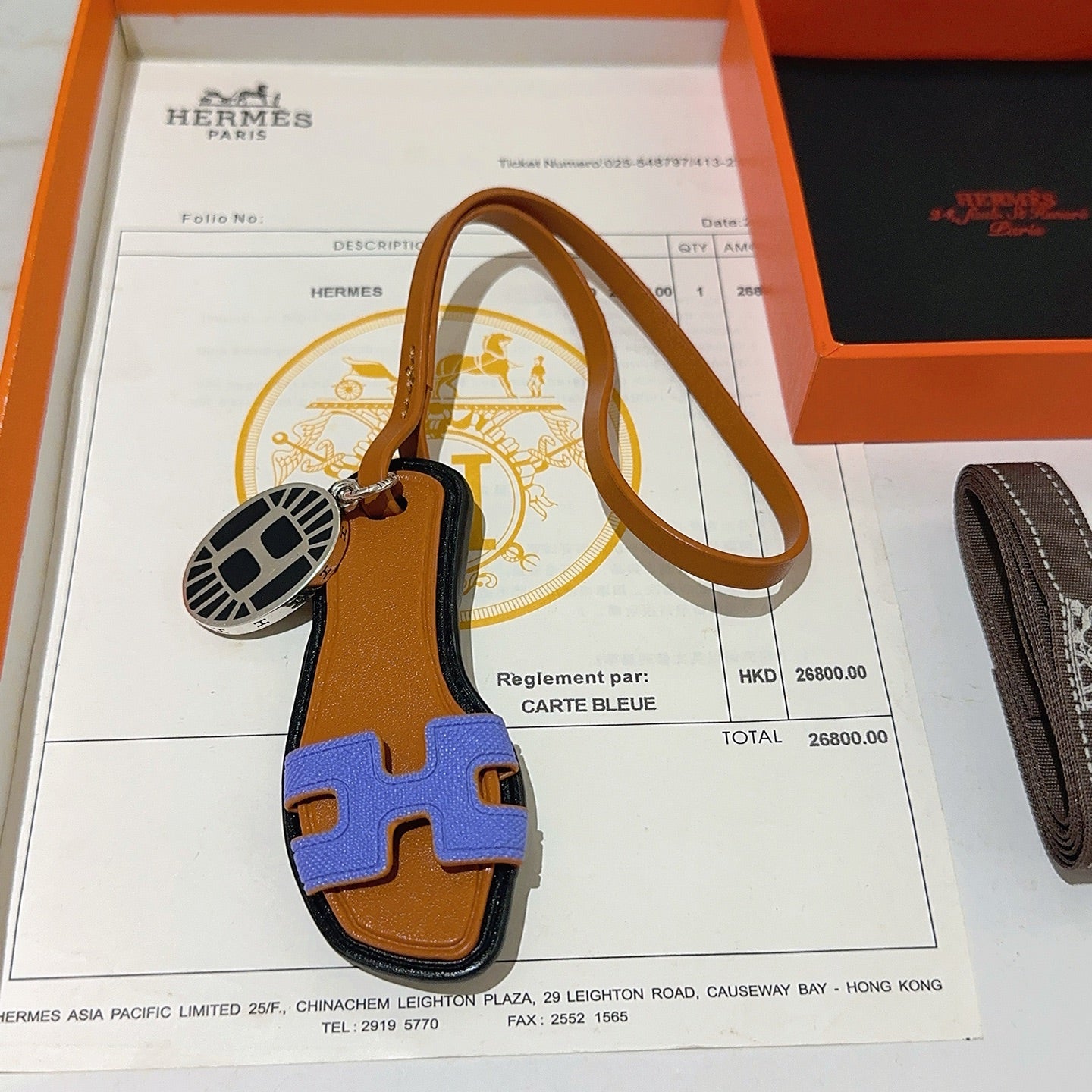 HM Oran Sandal Charm Brown Black mix Purple Lambskin