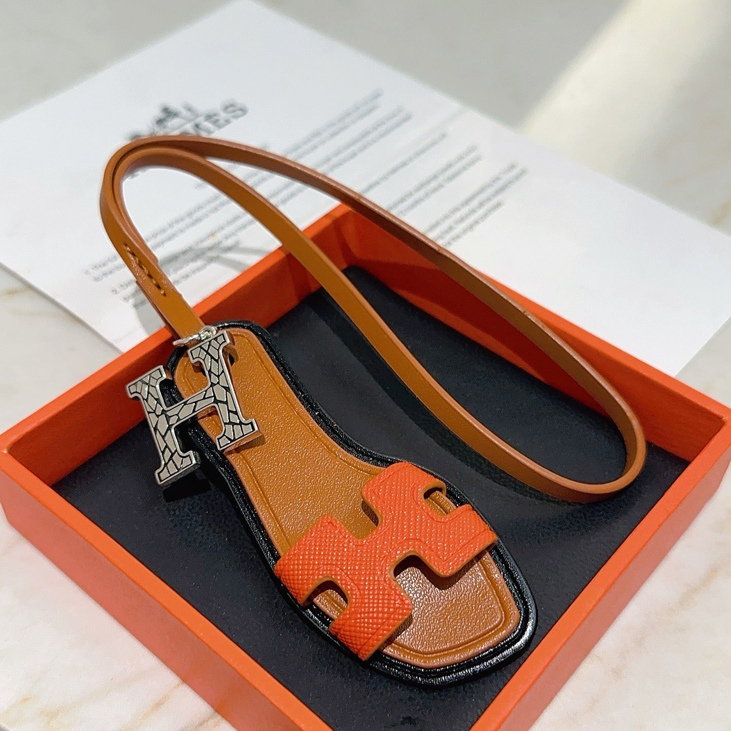 HM Oran Sandal Charm Brown mix Orange Lambskin