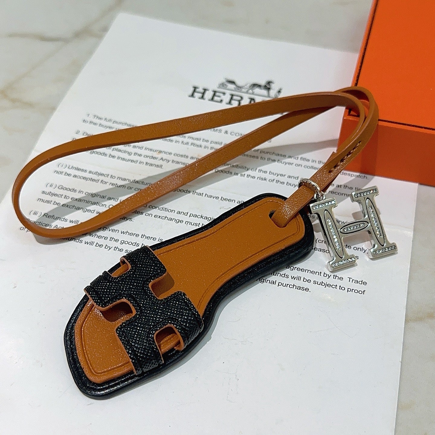 HM Oran Sandal Charm Brown mix Black Lambskin