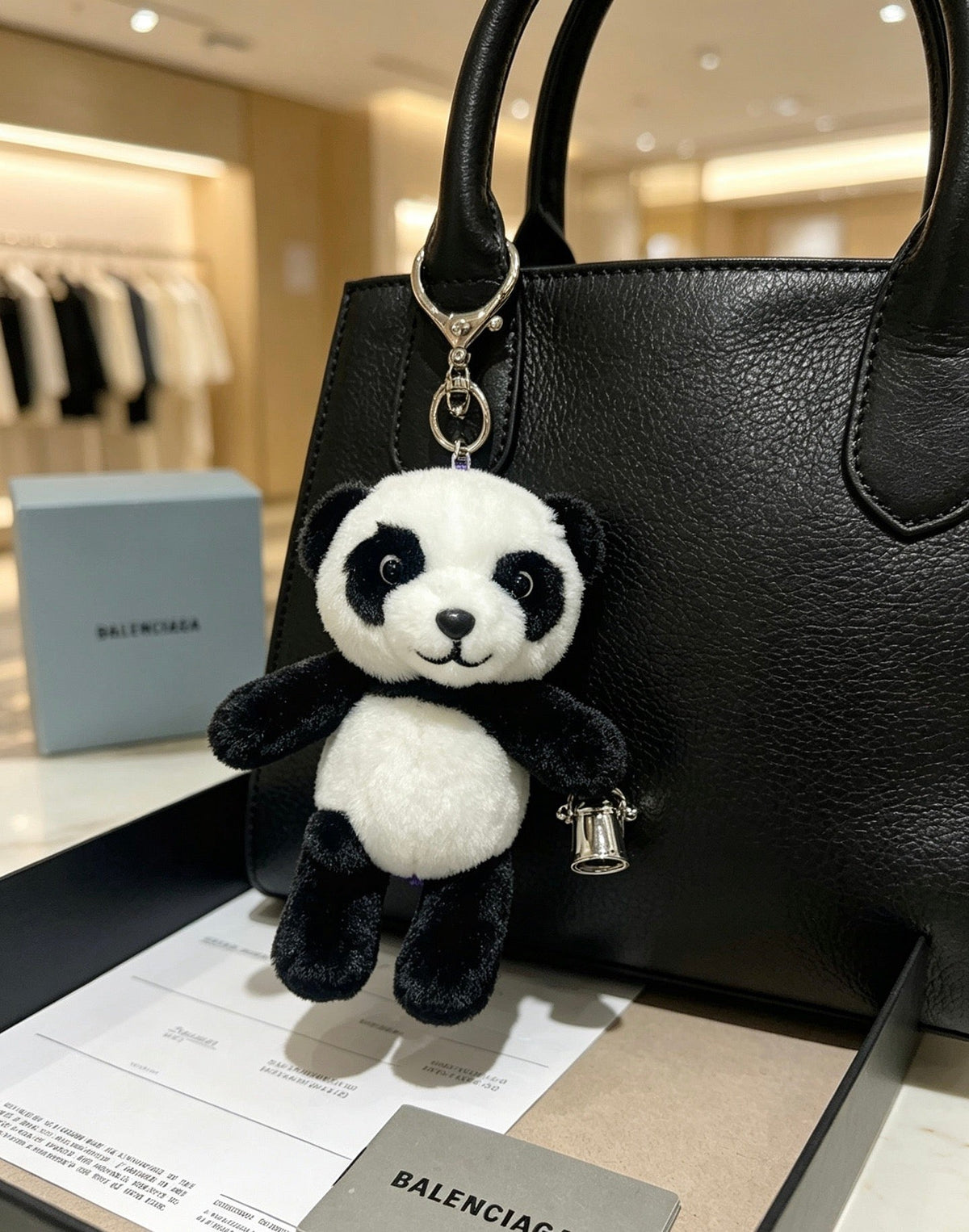 Balenciaga Black White Plush Panda Charm