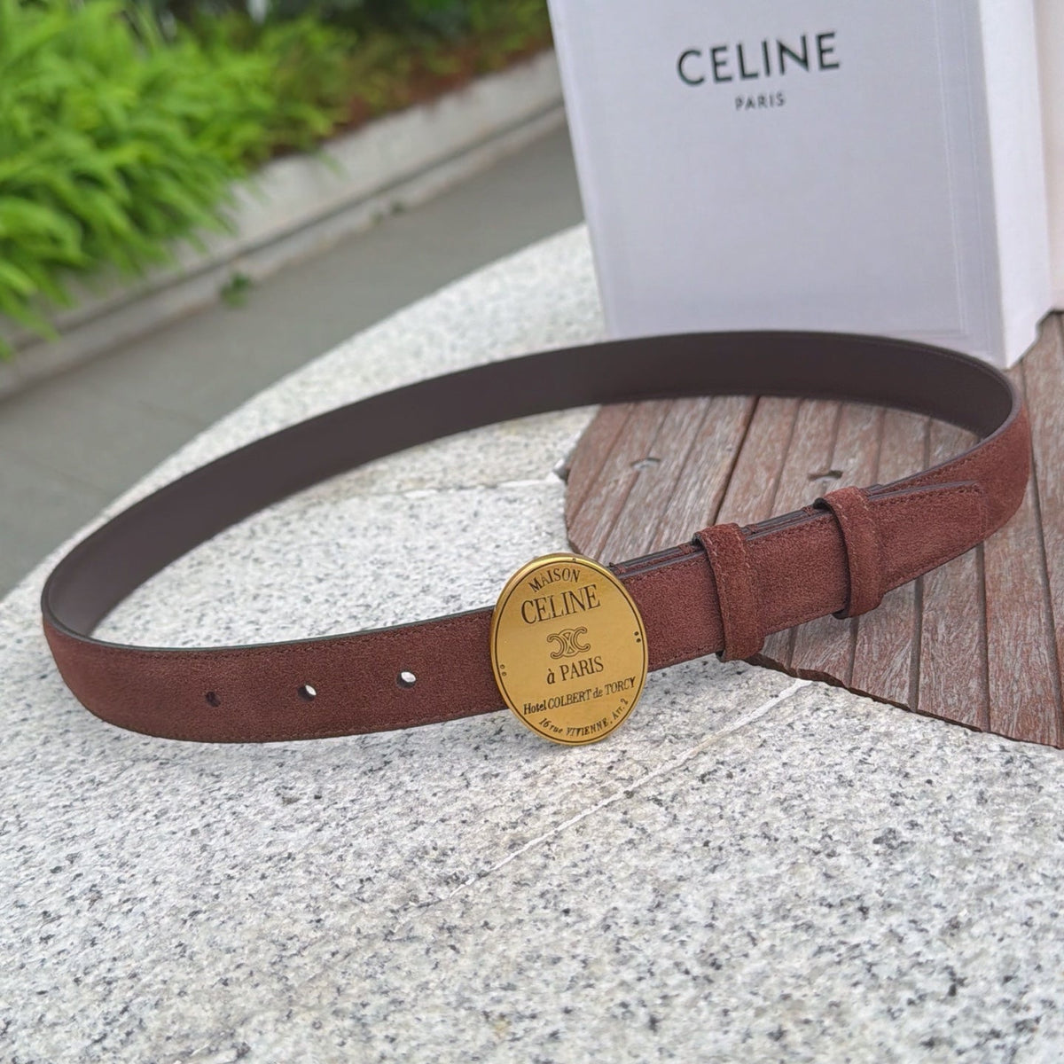 Celine 4.5cm Belt Buckle 2.5cm Width Suede Leather