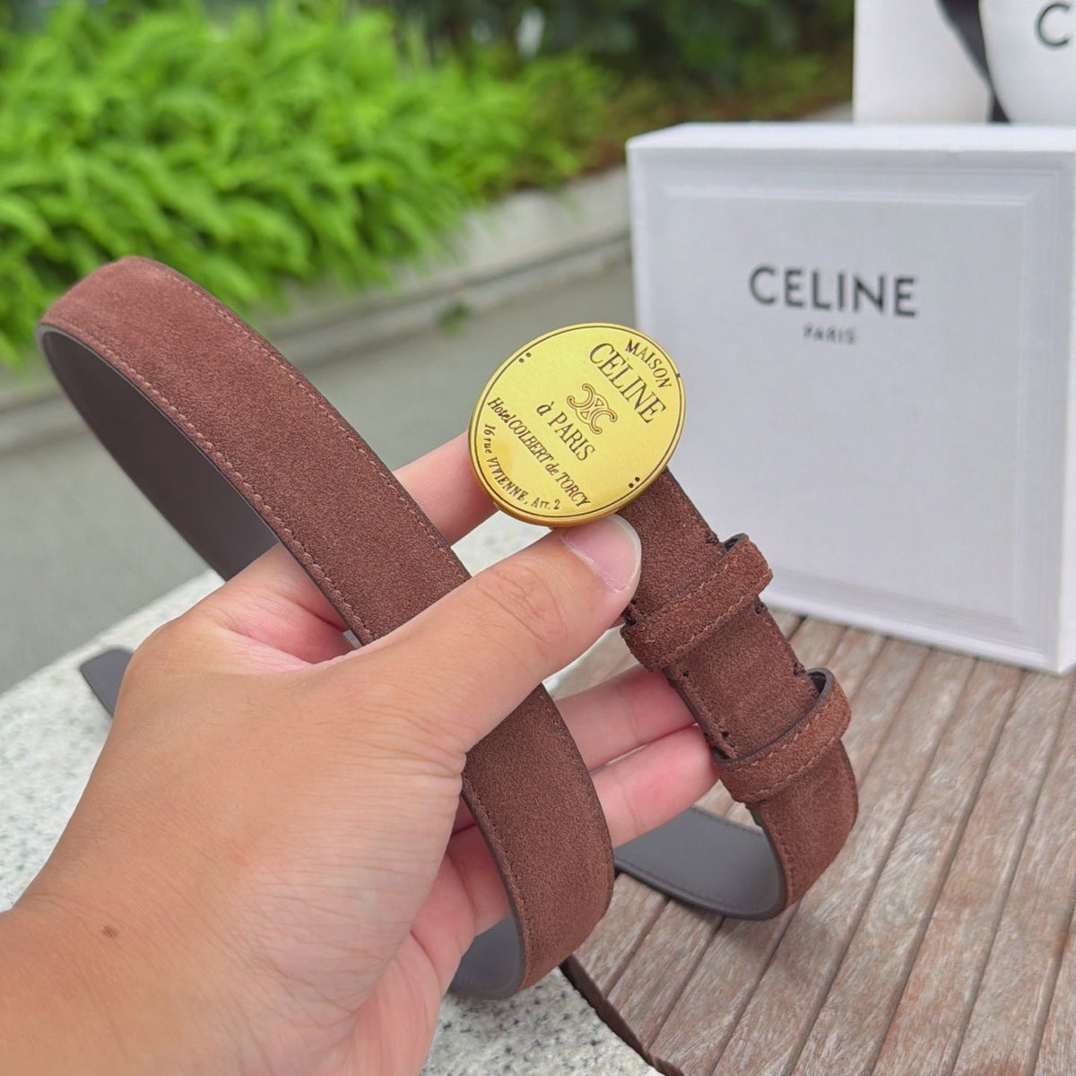 Celine 4.5cm Belt Buckle 2.5cm Width Suede Leather