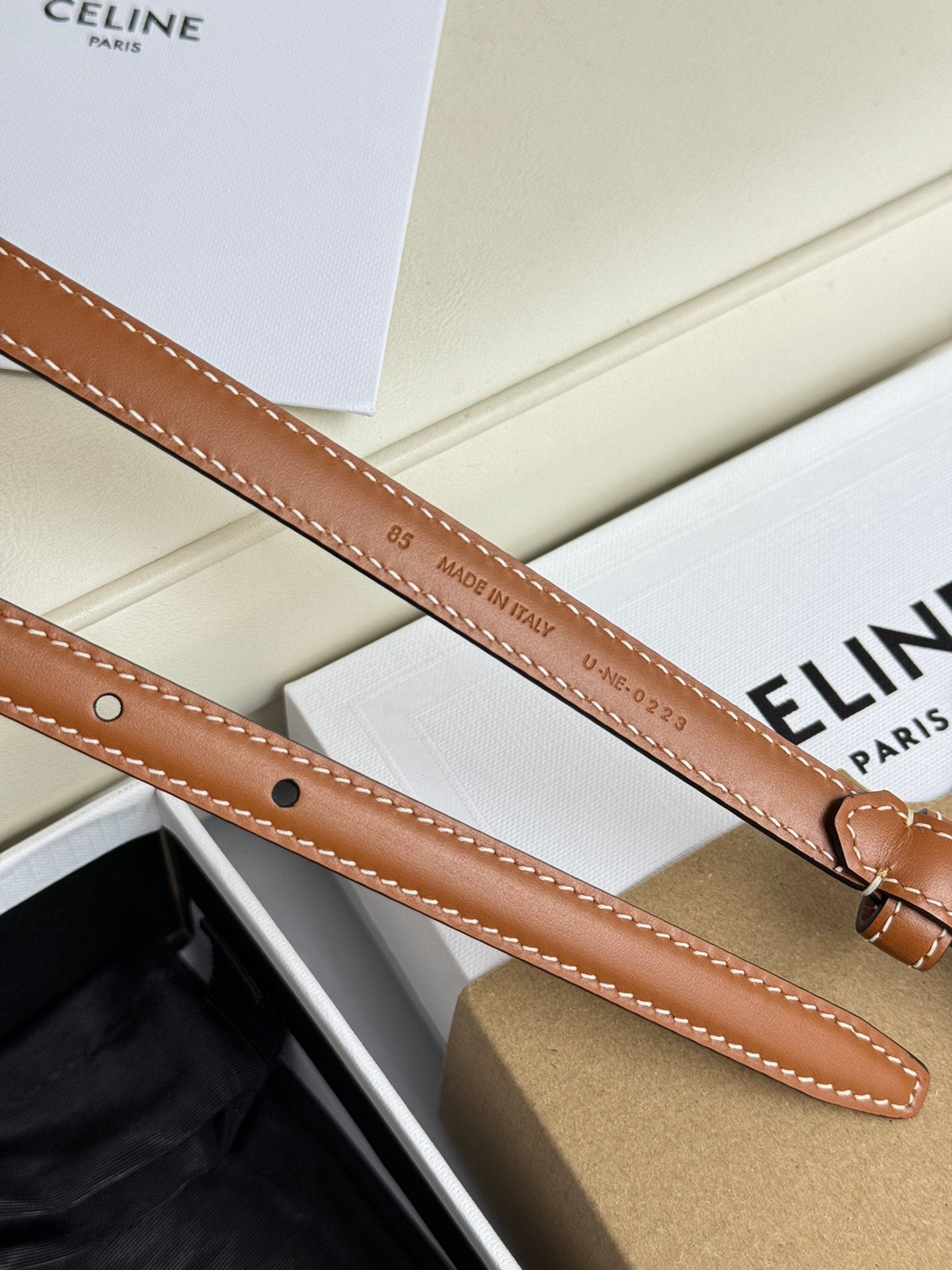 CEL Silver Buckle 13mm Belt Brown Cowhide 179727