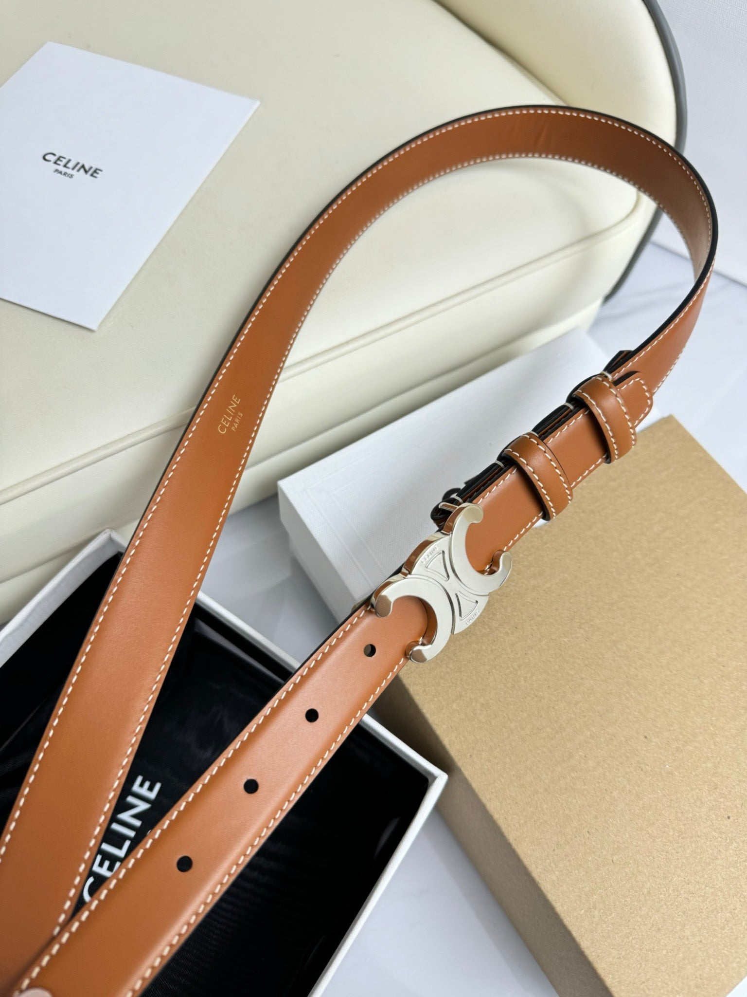 CEL Silver Buckle 18mm Belt Brown Cowhide 179729