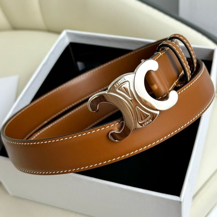 CEL Silver Buckle 18mm Belt Brown Cowhide 179729