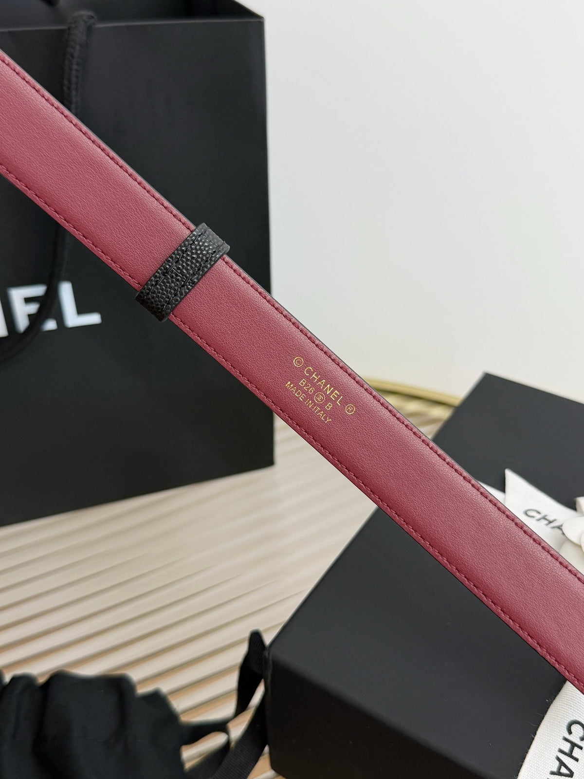 Chanel 2026 Gold-Hardware Belt 25mm Suede Leather 219834