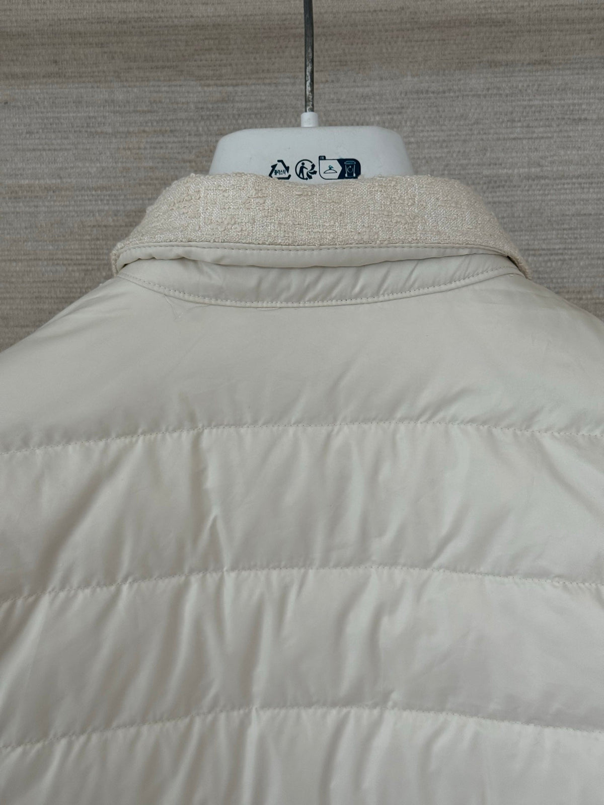 Moncler 2026 Bouclé Down Shirt Jacket Off-white Cotton Down