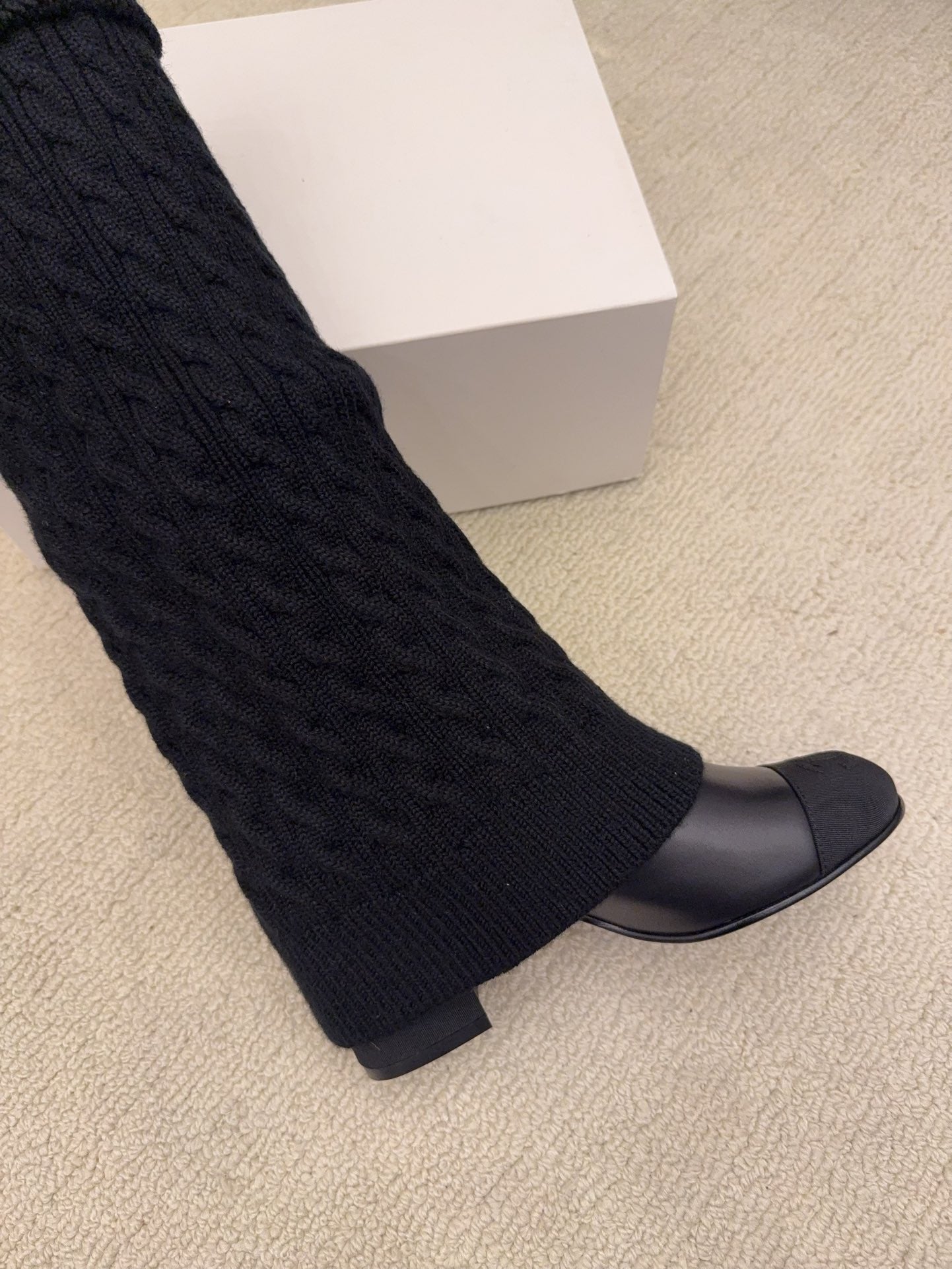 CC 26 Boot With Sock Detail Black Wool Leather 588842