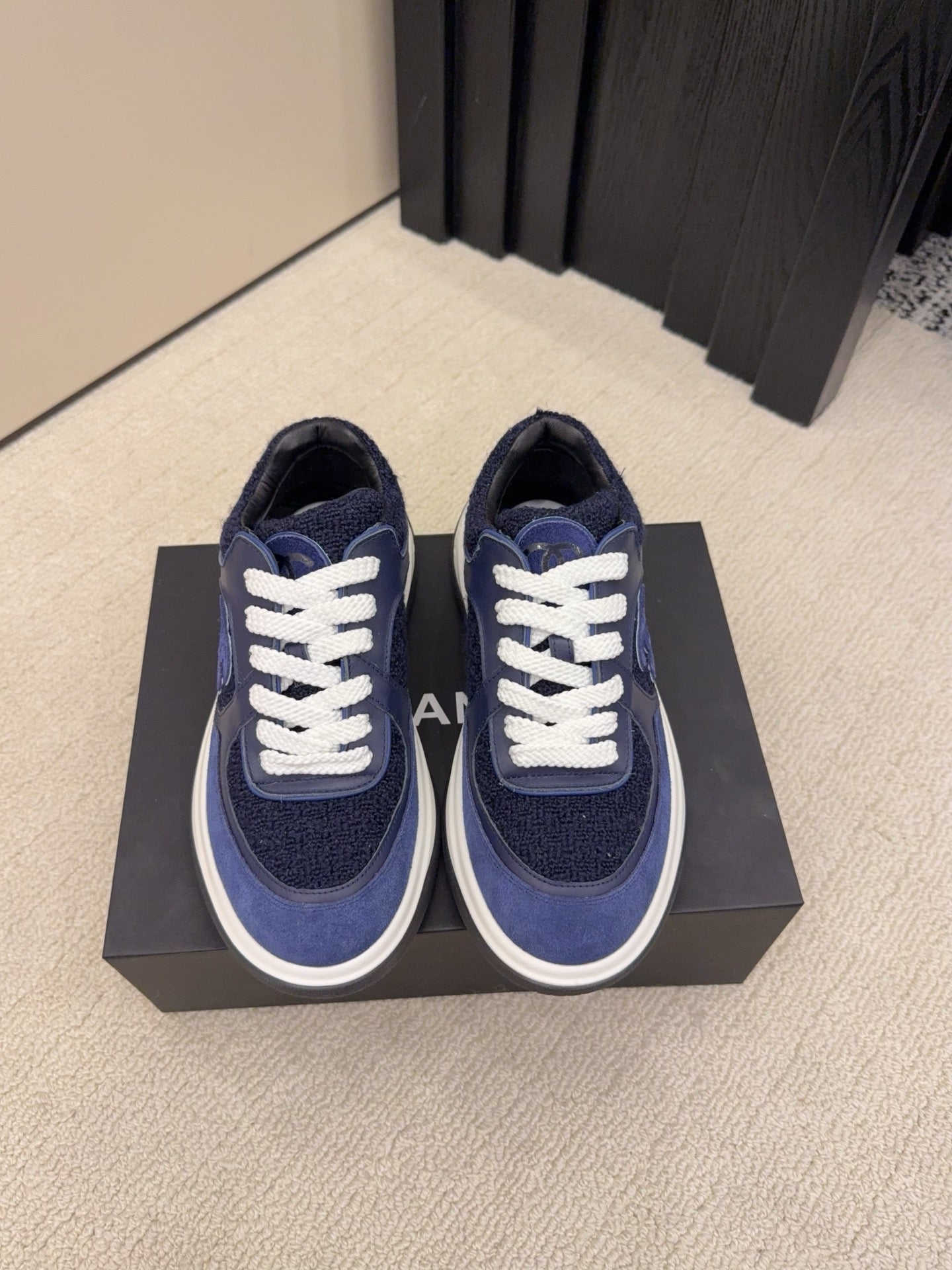 CC 26 Sneaker Navy Blue mix White Tweed Fabric and Suede 589080
