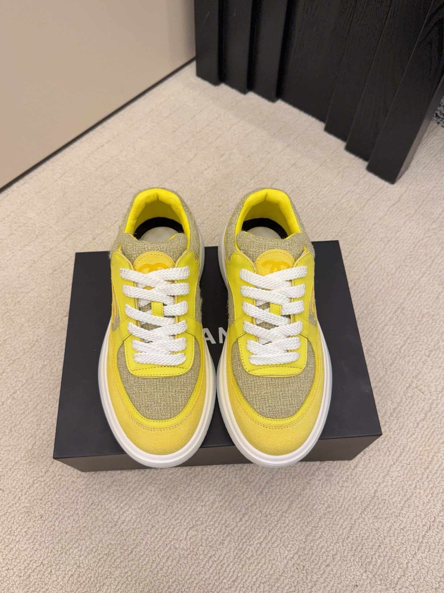 CC 26 Sneaker Yellow Tweed Fabric and Suede 589082