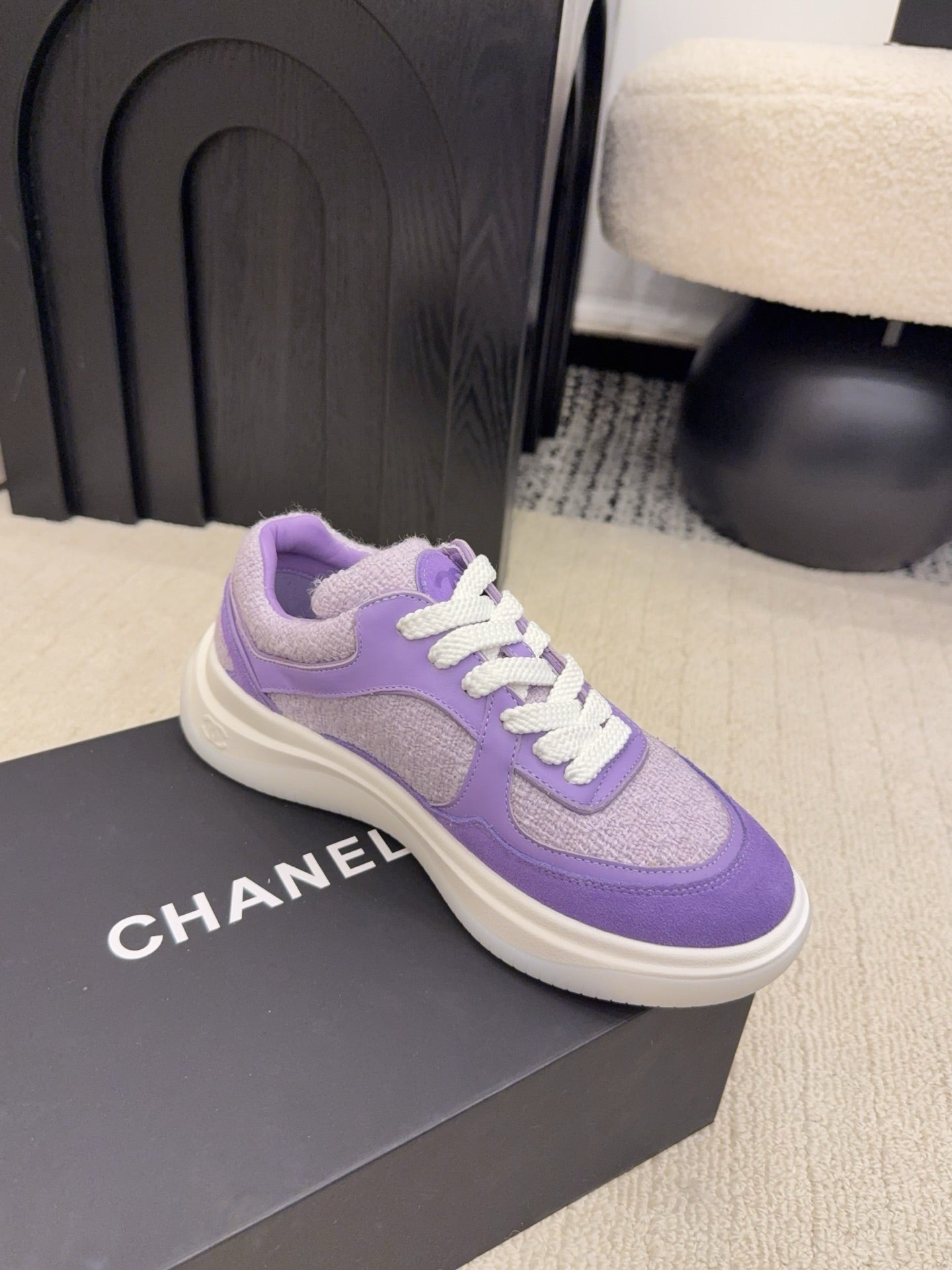 CC 26 Sneaker Purple mix White Tweed Fabric and Suede 589083