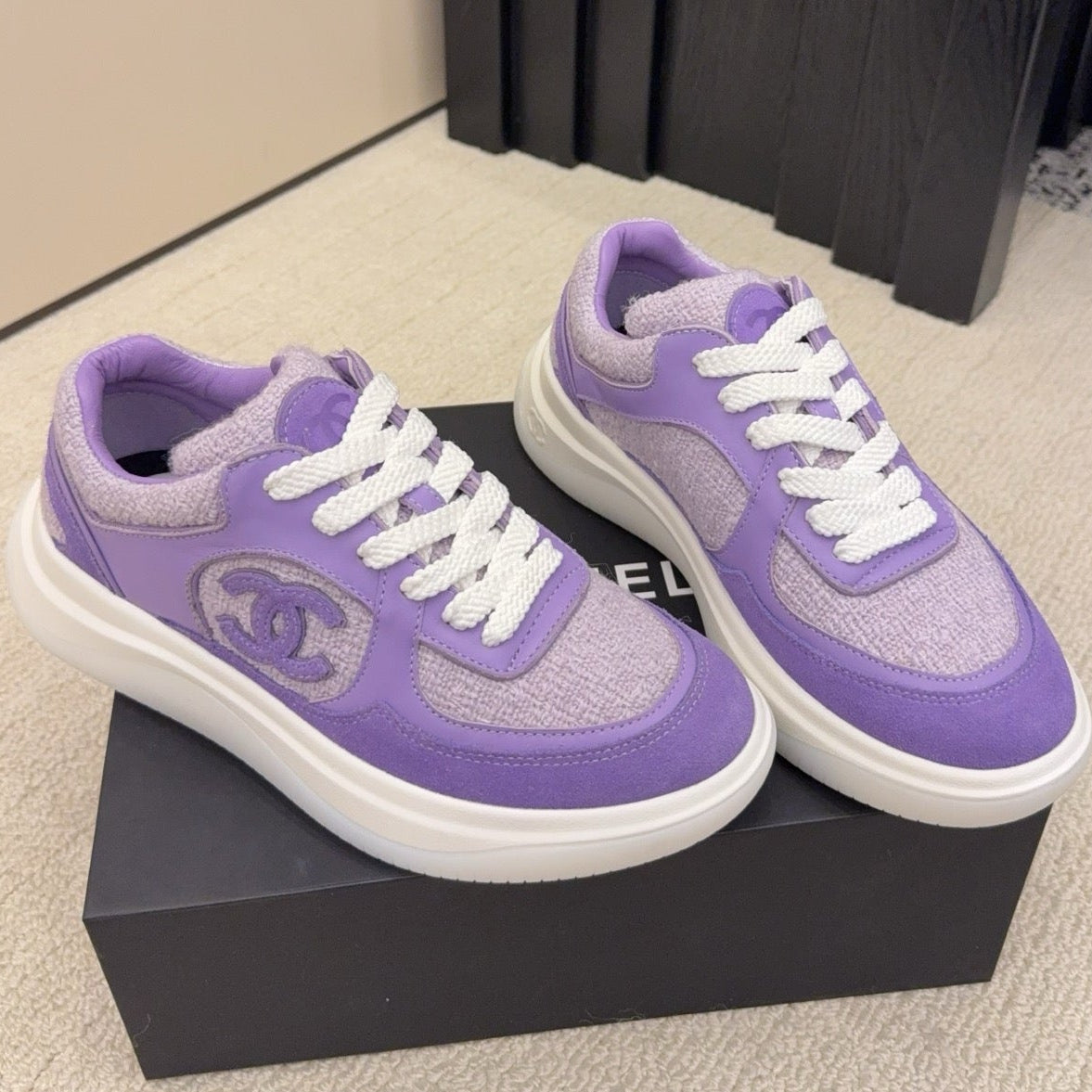 CC 26 Sneaker Purple mix White Tweed Fabric and Suede 589083