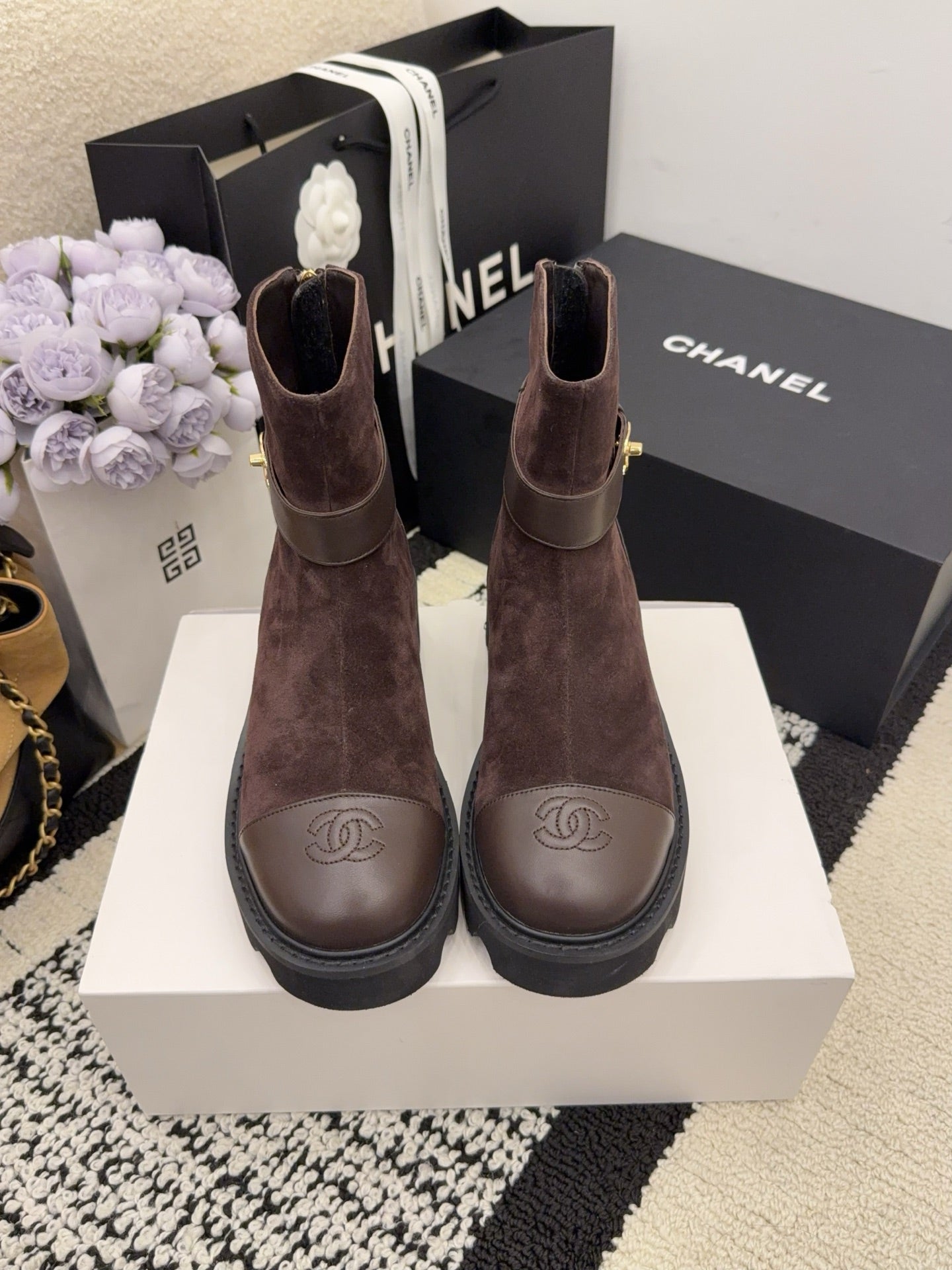 CC 26 Boot With Lug Sole Chocolate Black Suede Leather 588680