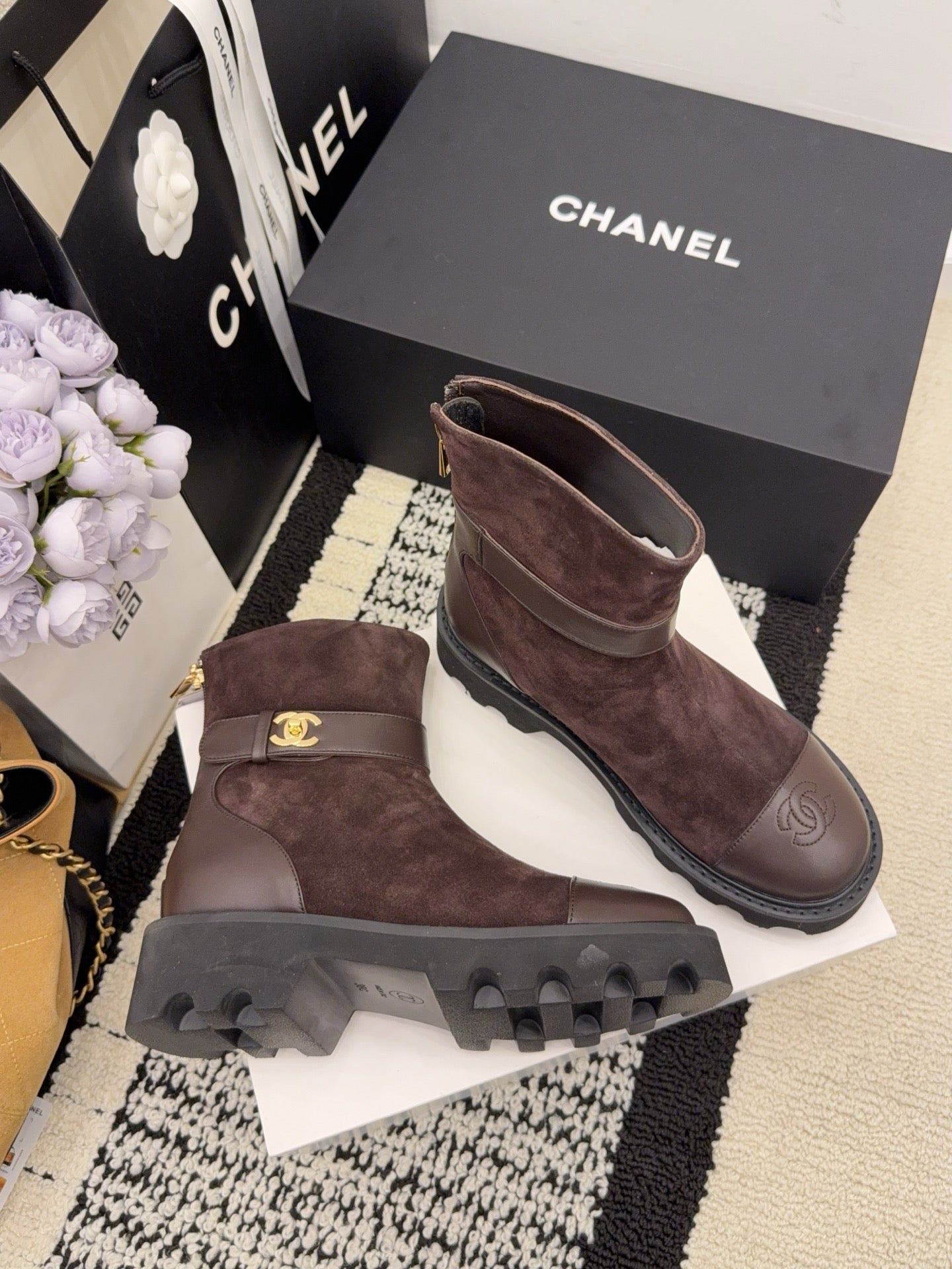 CC 26 Boot With Lug Sole Chocolate Black Suede Leather 588680