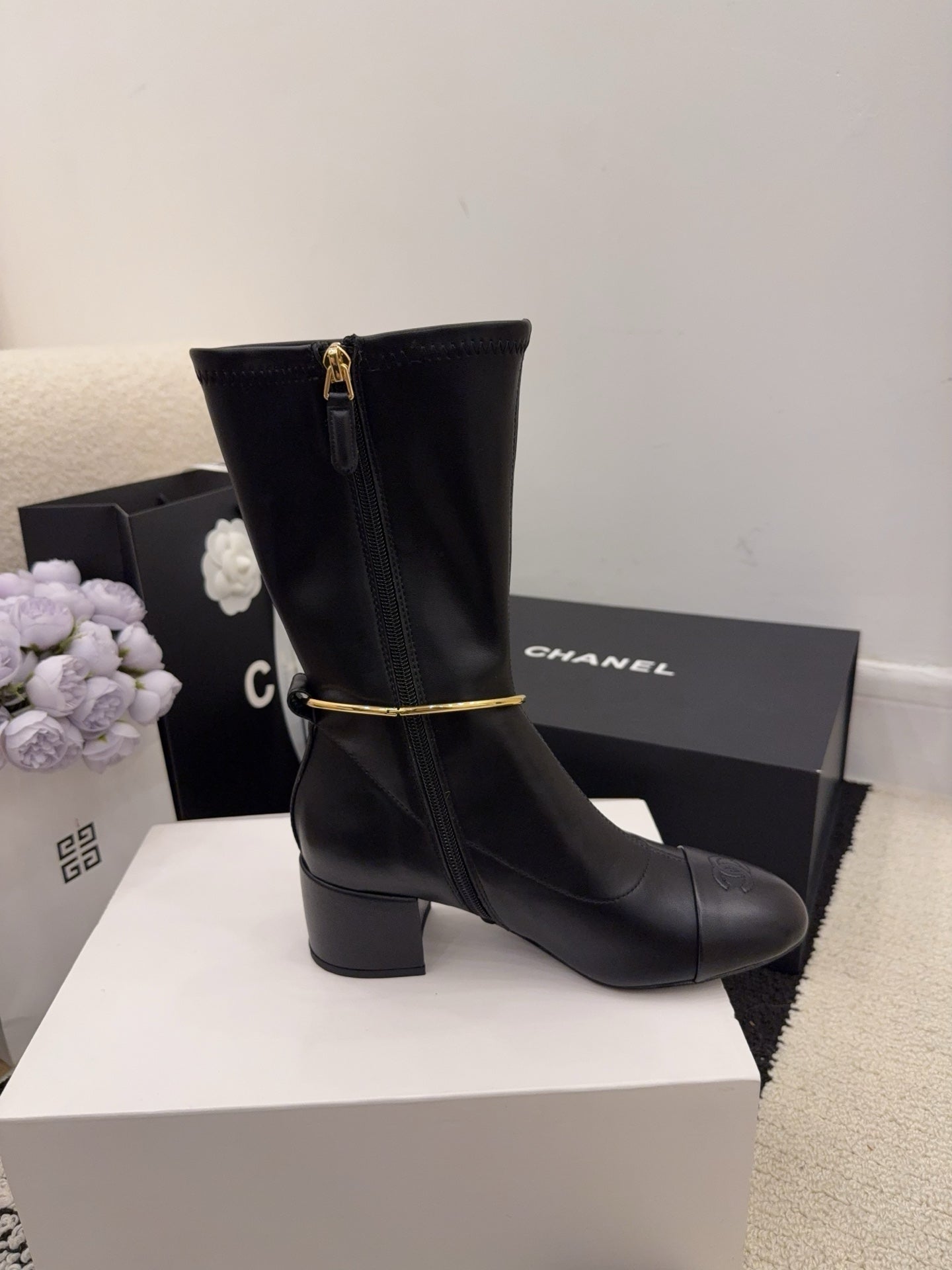 CC 26 Short Boot With Gold-tone Ankle Chain Black Lambskin 588819