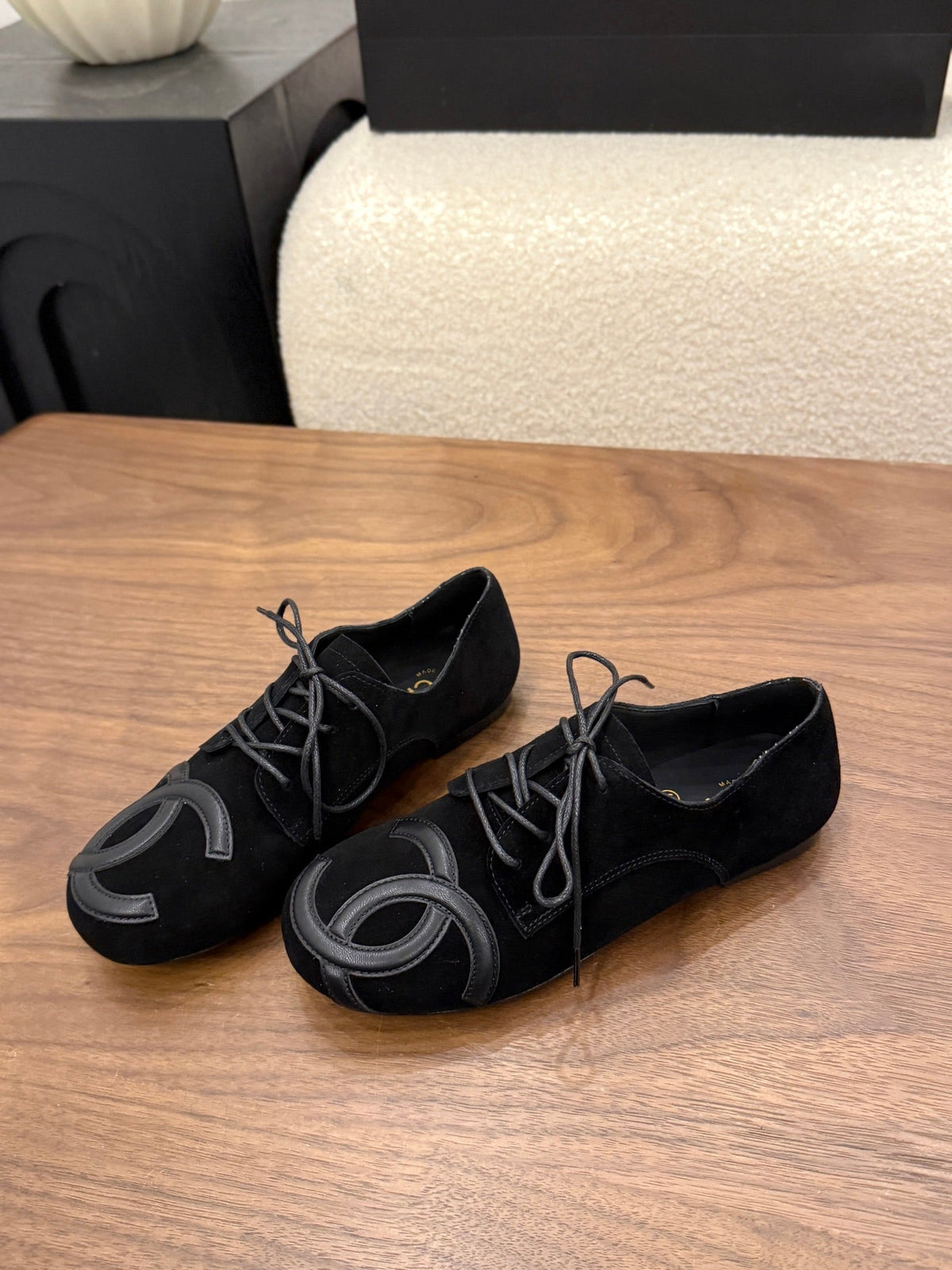 Chanel 2026 Cambon Lace Up Loafers Suede Leather 173172