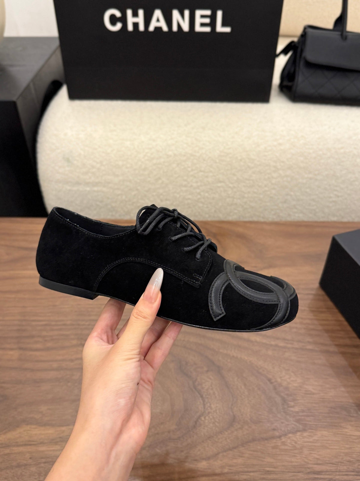 Chanel 2026 Cambon Lace Up Loafers Suede Leather 173172