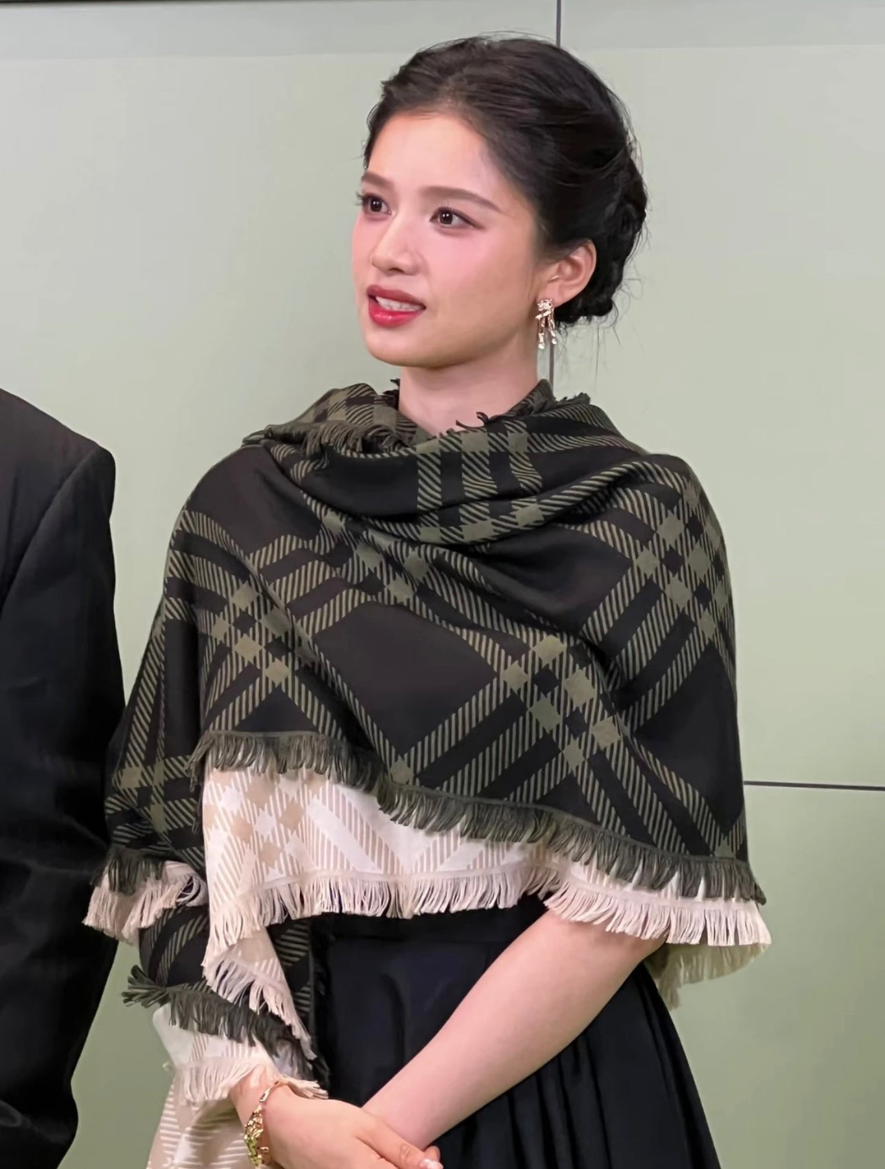 BBR Double-Sided Scarf 190CM Dark Green Black Cashmere 293315