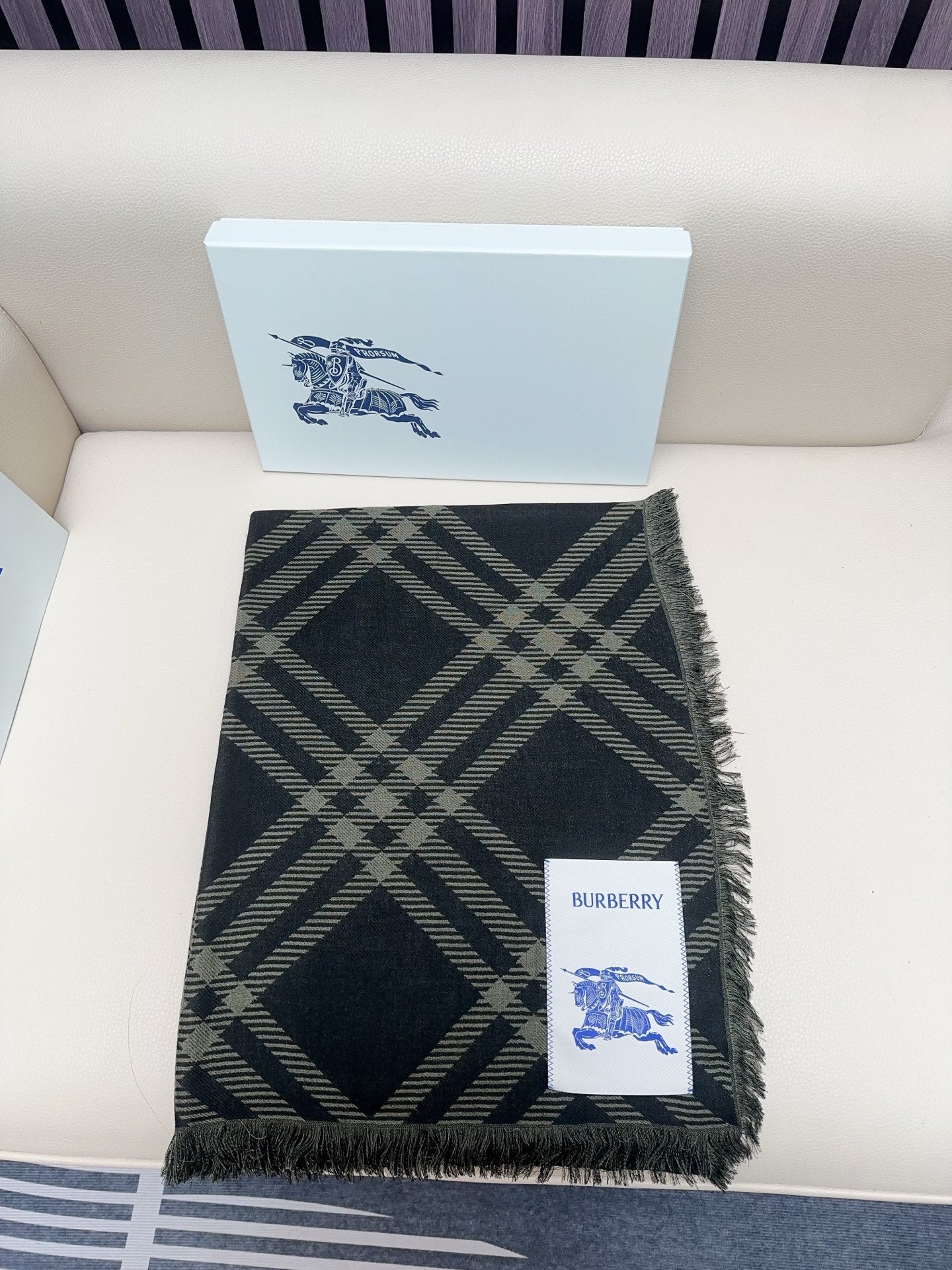 BBR Double-Sided Scarf 190CM Dark Green Black Cashmere 293315