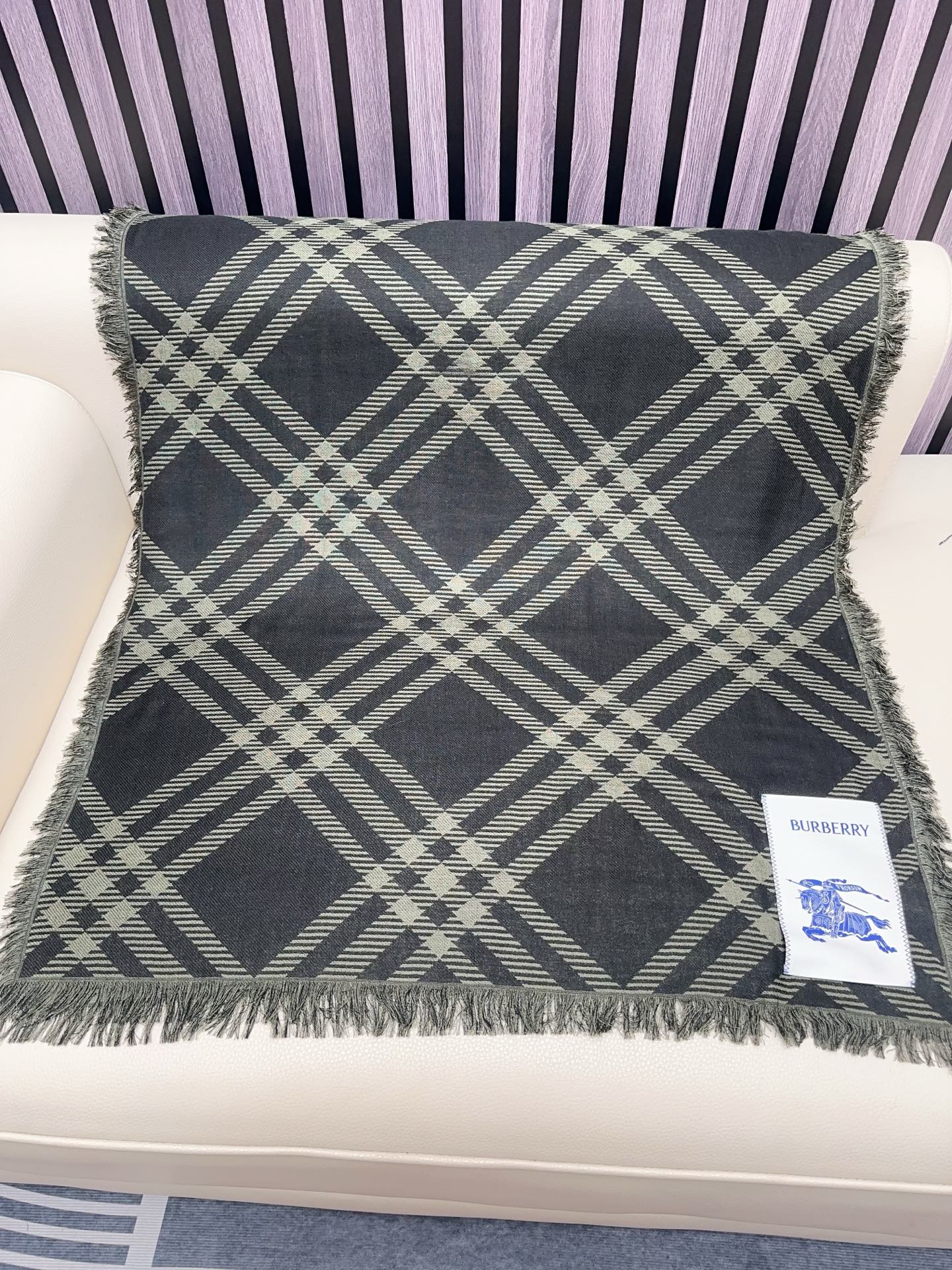 BBR Double-Sided Scarf 190CM Dark Green Black Cashmere 293315