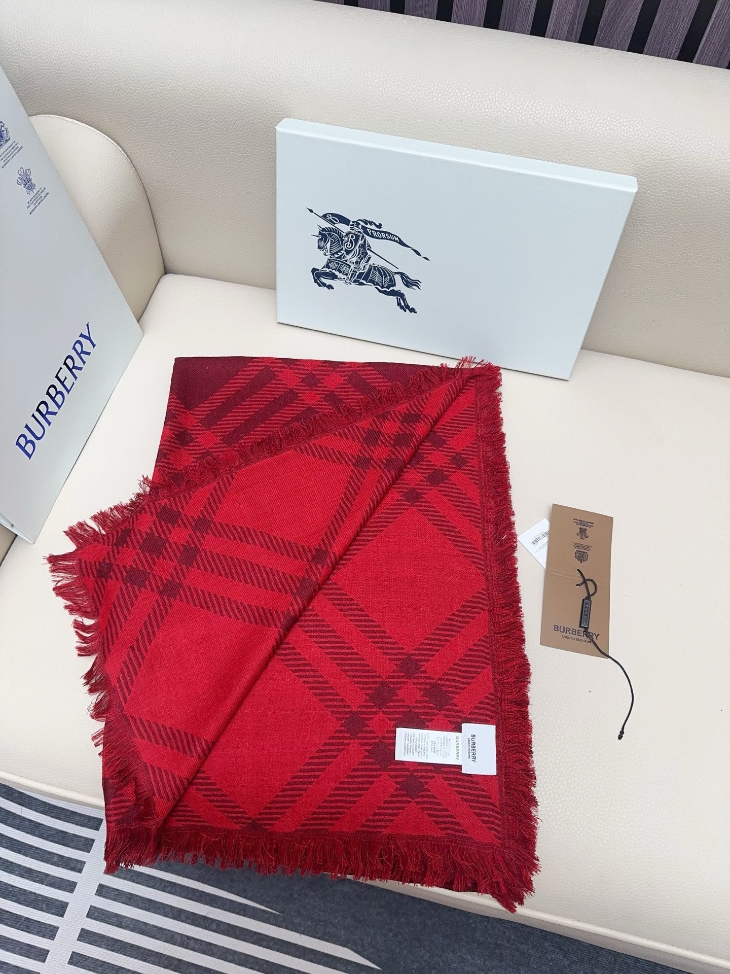 BBR Double-Sided Scarf 190CM Red Cashmere 293316