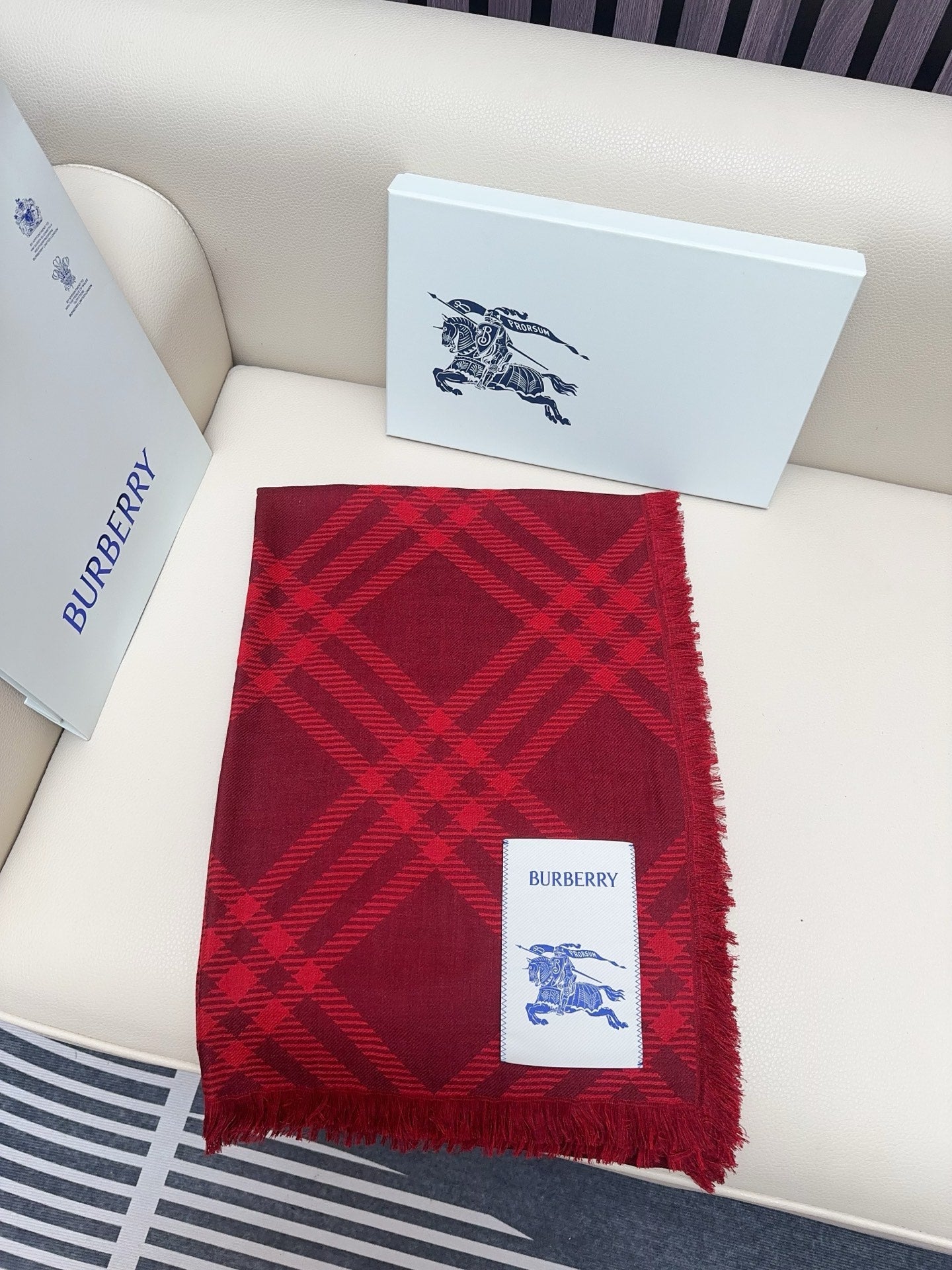 BBR Double-Sided Scarf 190CM Red Cashmere 293316