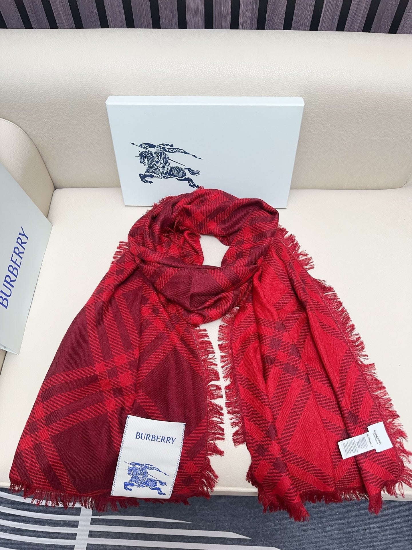 BBR Double-Sided Scarf 190CM Red Cashmere 293316