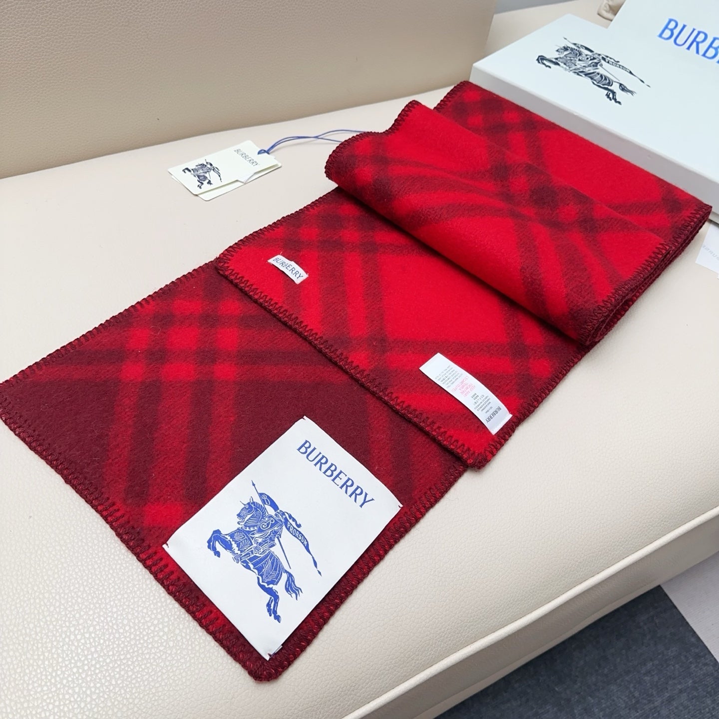 BBR Double-Sided Scarf 182CM Red Cashmere 293323