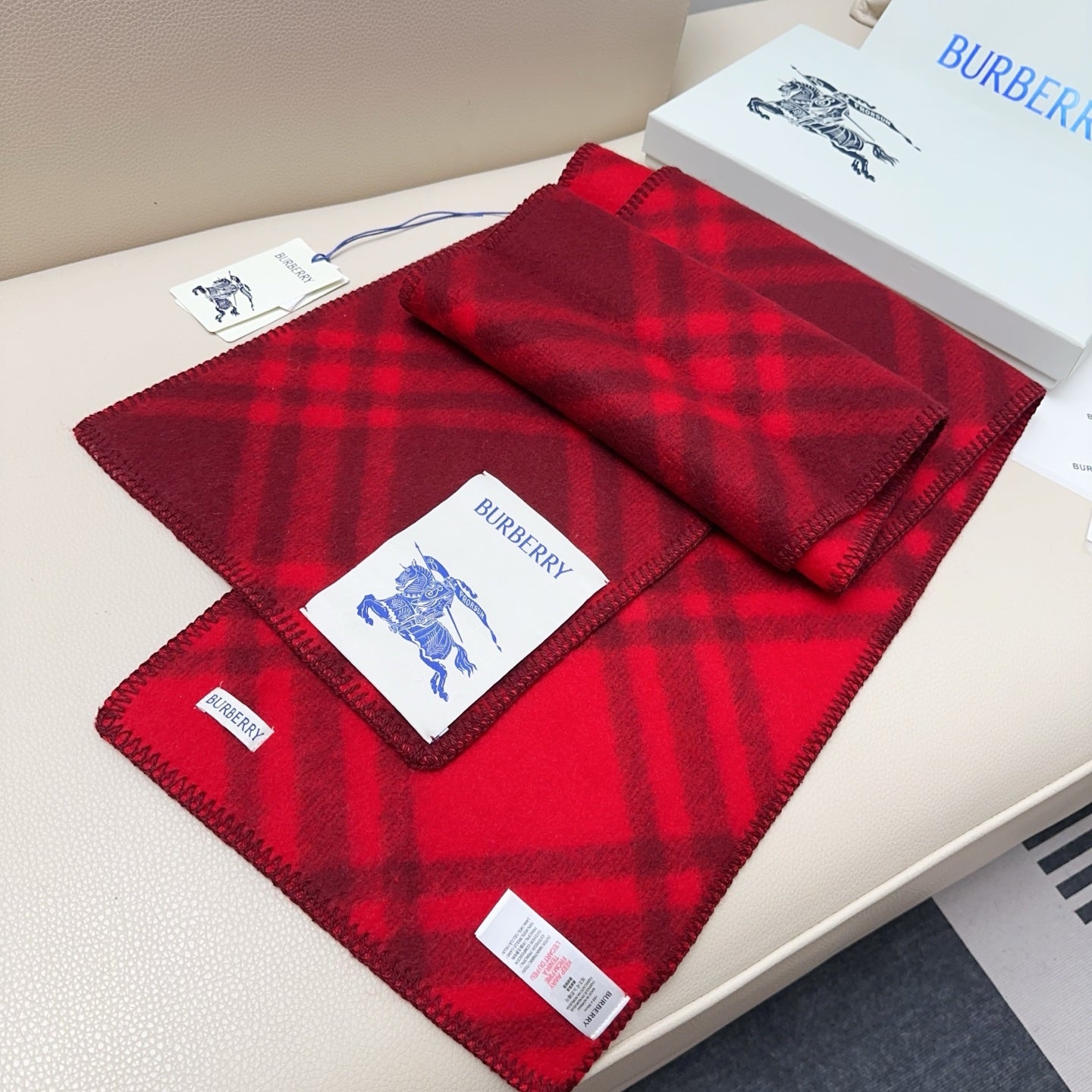 BBR Double-Sided Scarf 182CM Red Cashmere 293323