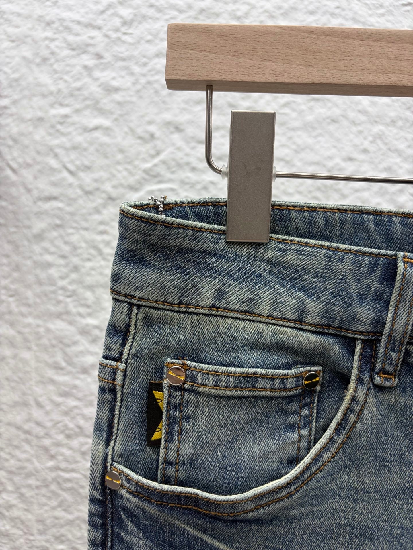 Fendi 2026 Men's Jeans Washed Blue Denim 738156