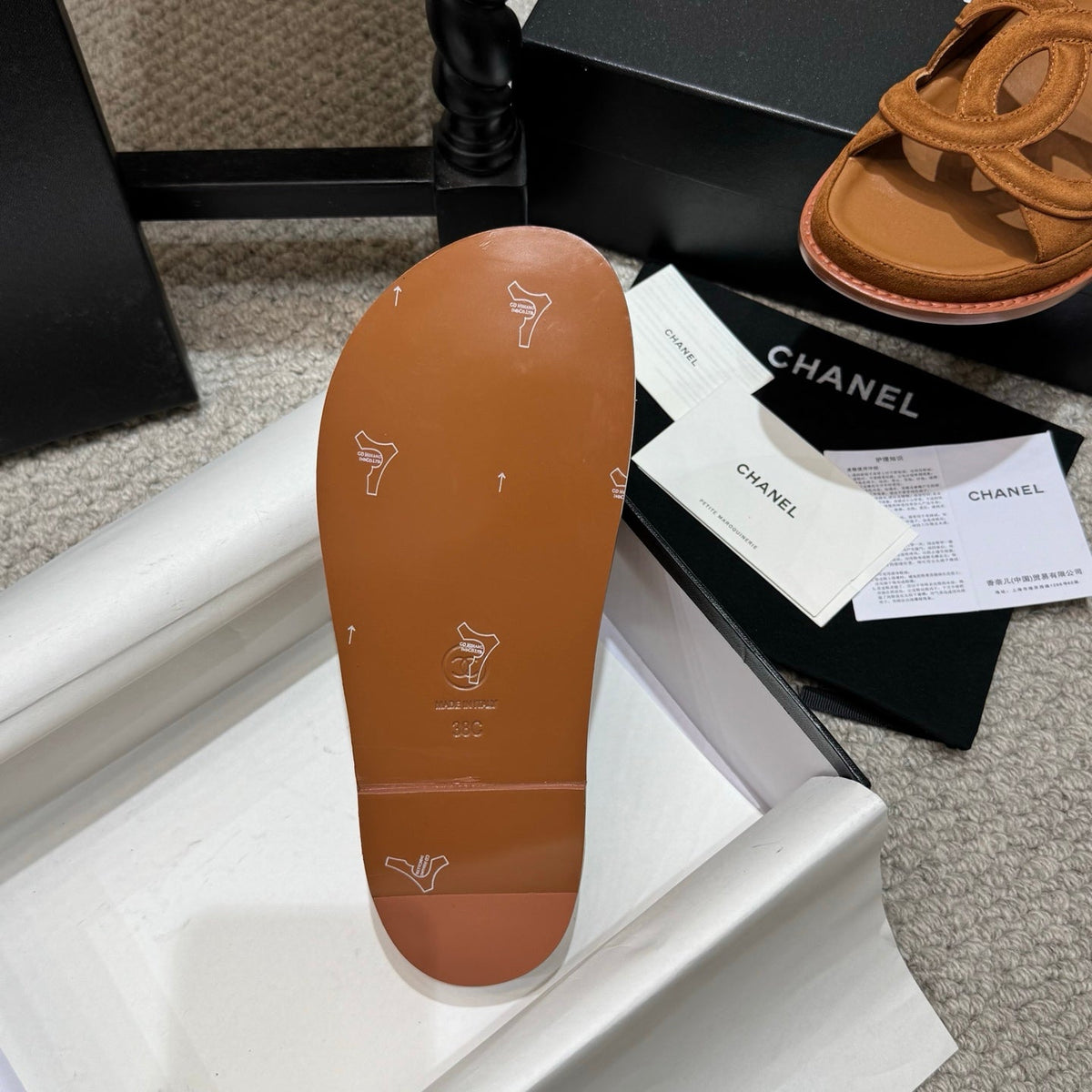 Chanel 2026 Flat Sandals Suede Leather