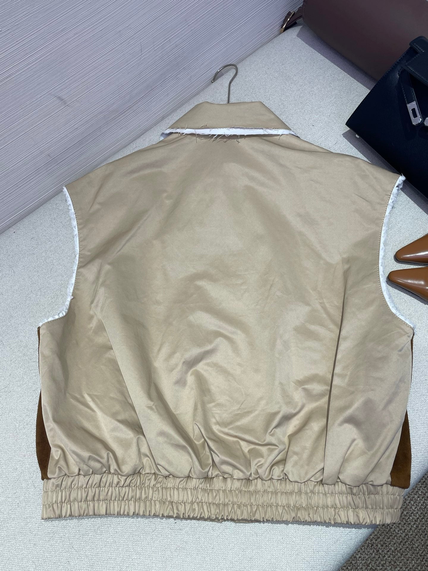 Miumiu 2026 Patchwork Vest Brown Mix Beige Suede Fabric 425321