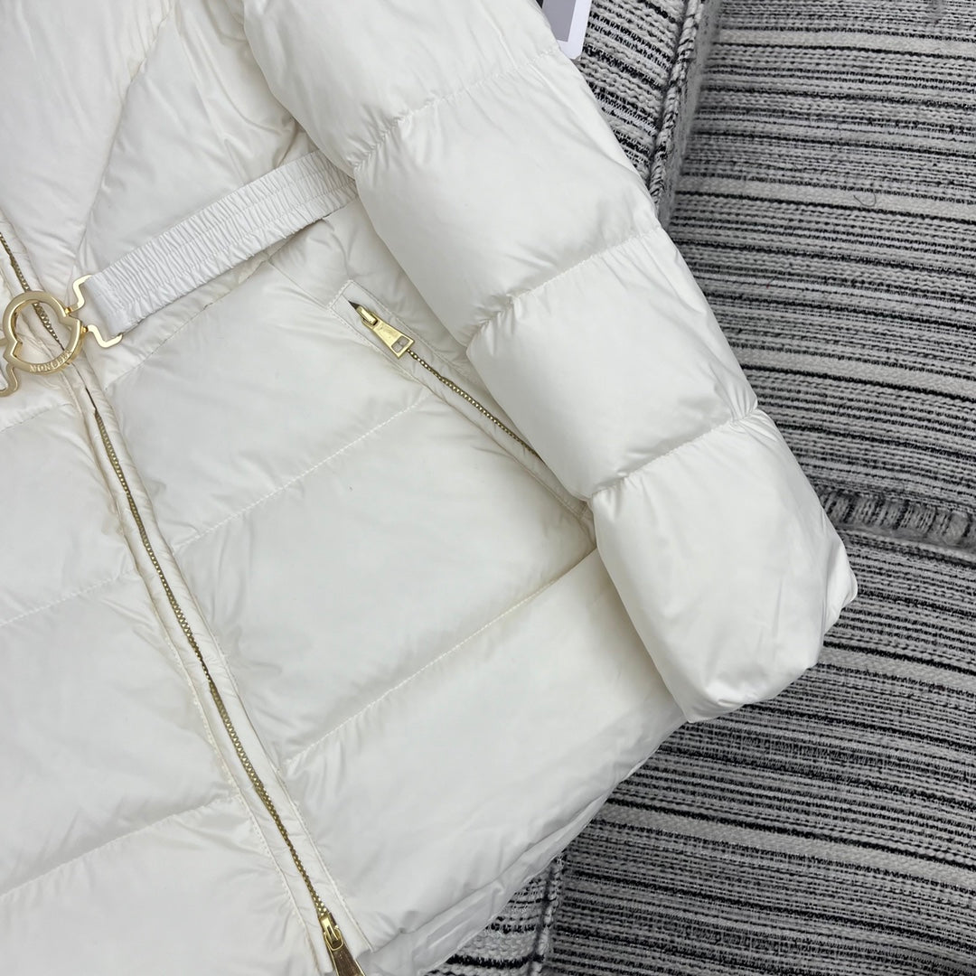 Moncler 2026 Brosse Diagonal-Quilted Hooded Jacket White Down Polyester 260817