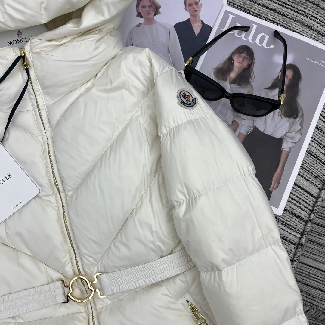 Moncler 2026 Brosse Diagonal-Quilted Hooded Jacket White Down Polyester 260817
