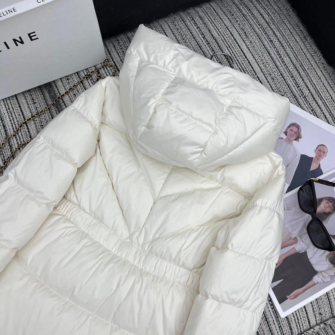 Moncler 2026 Brosse Diagonal-Quilted Hooded Jacket White Down Polyester 260817