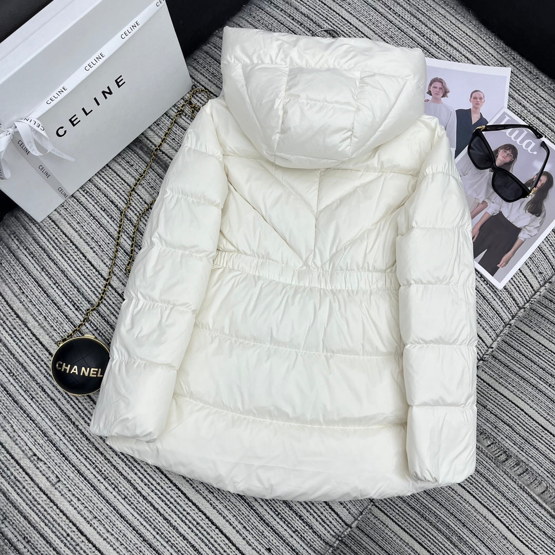 Moncler 2026 Brosse Diagonal-Quilted Hooded Jacket White Down Polyester 260817