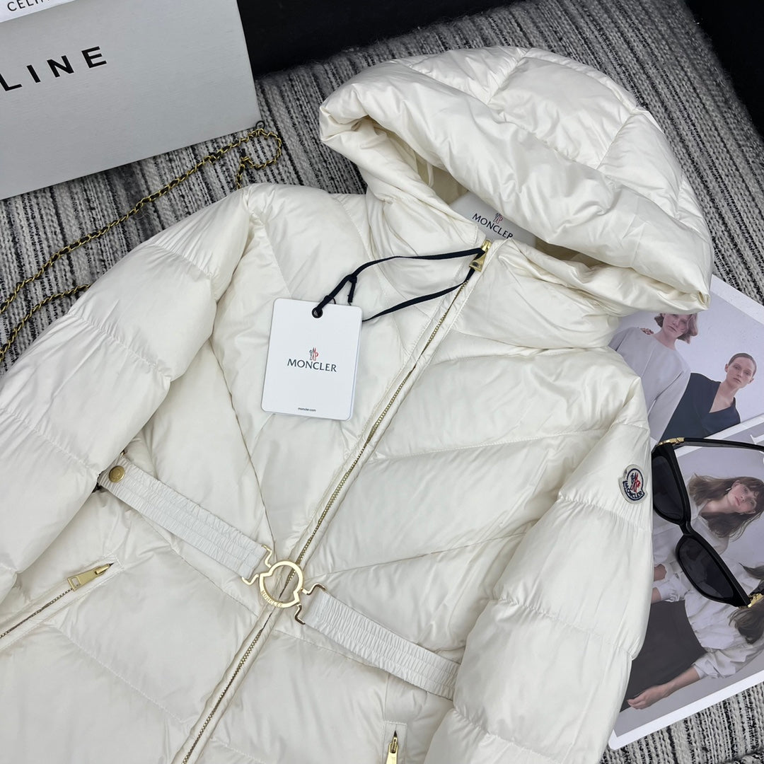 Moncler 2026 Brosse Diagonal-Quilted Hooded Jacket White Down Polyester 260817