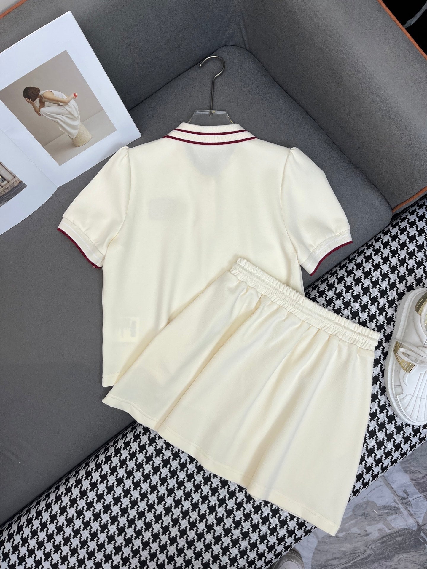 Miu 25C Polo Shirt Mix Short Skirt 228562