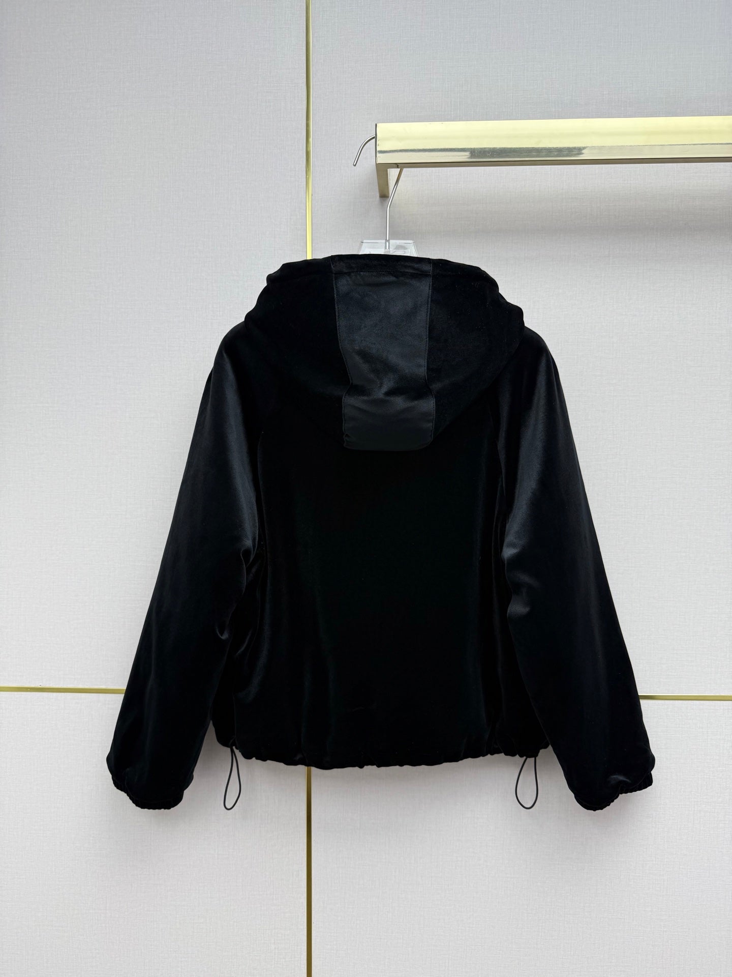 Prada 2025 Hooded Jacket Black Silk Velvet