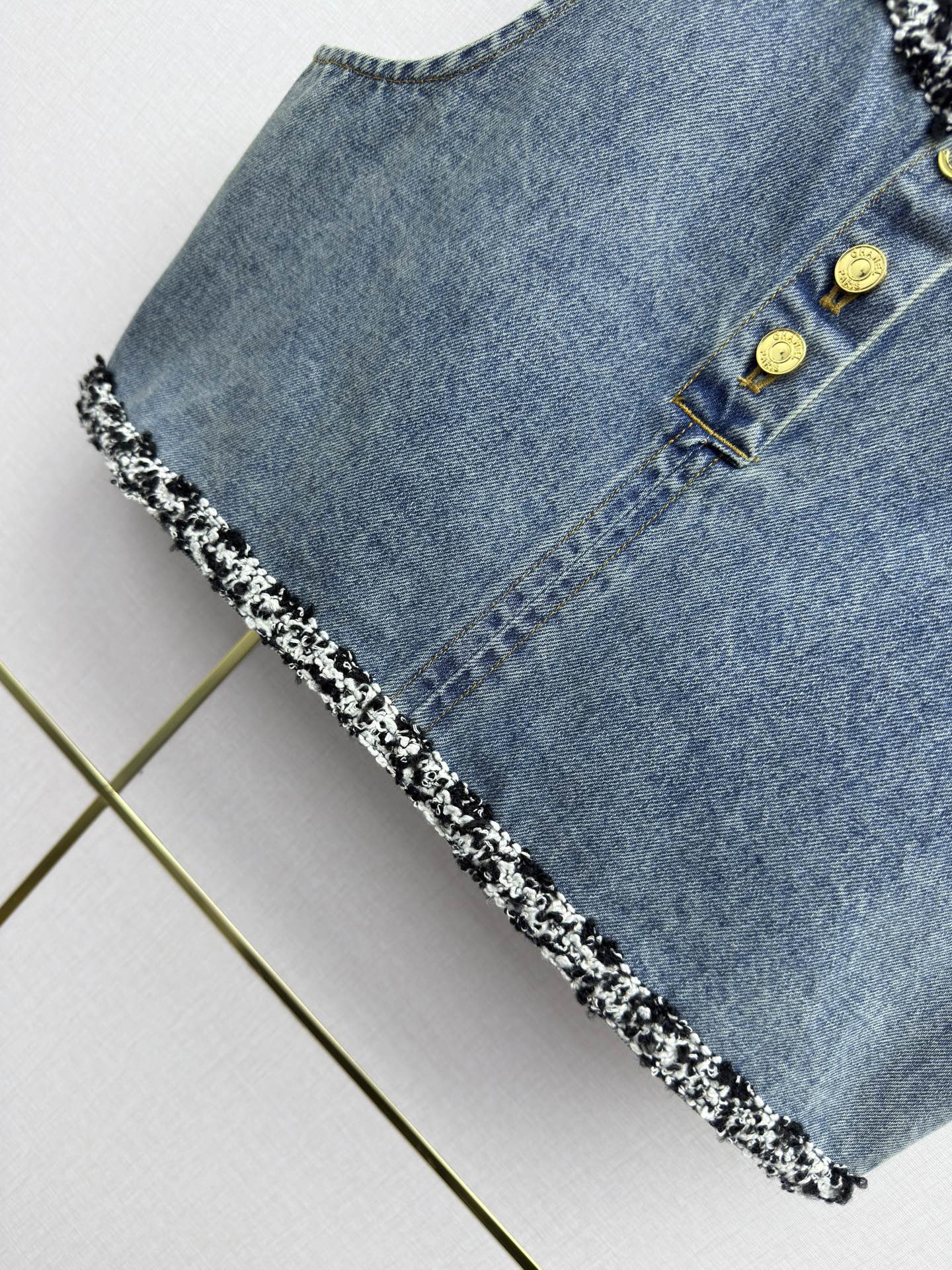 Chanel 2026 Denim Vest Light Blue Cotton 365075